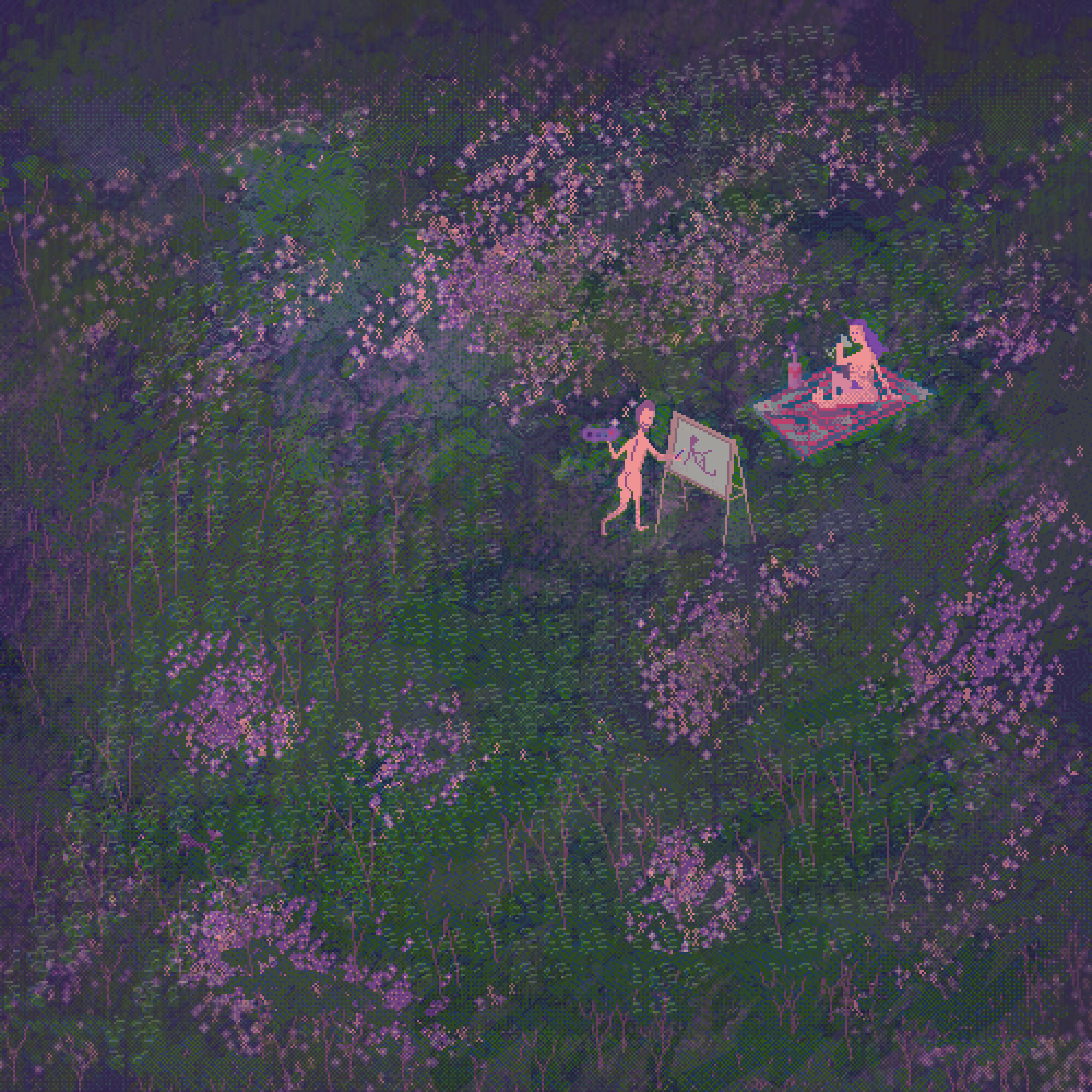 Painter and muse at garden