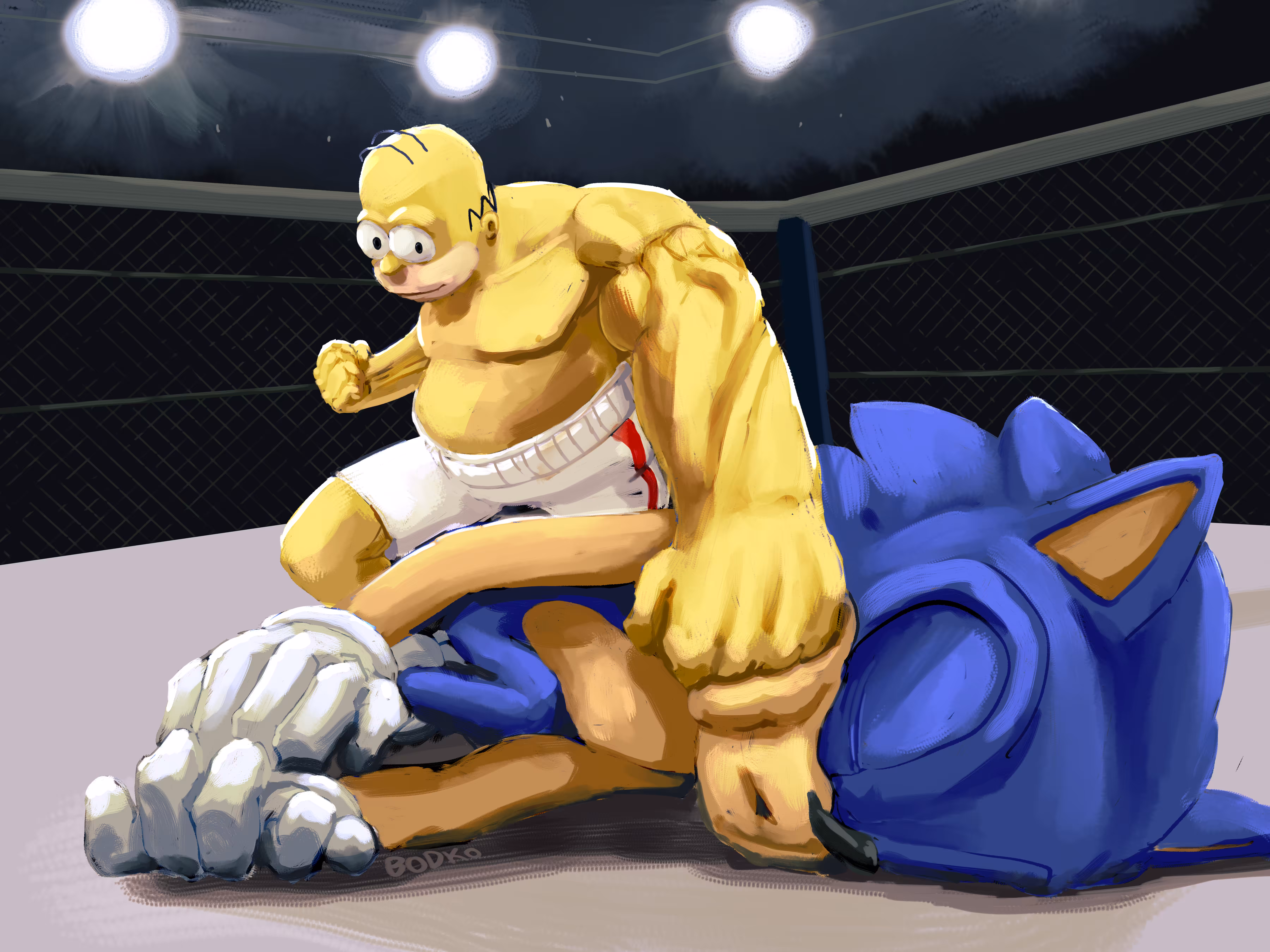 Homer Defeats Sonic
