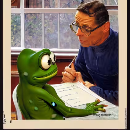 Teaching pepe the importance of doing taxes