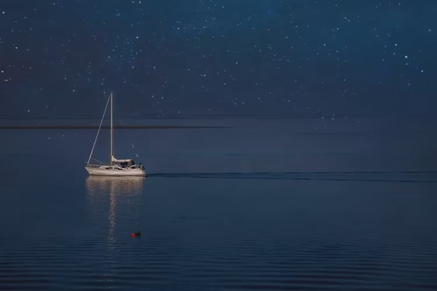Night calm sea