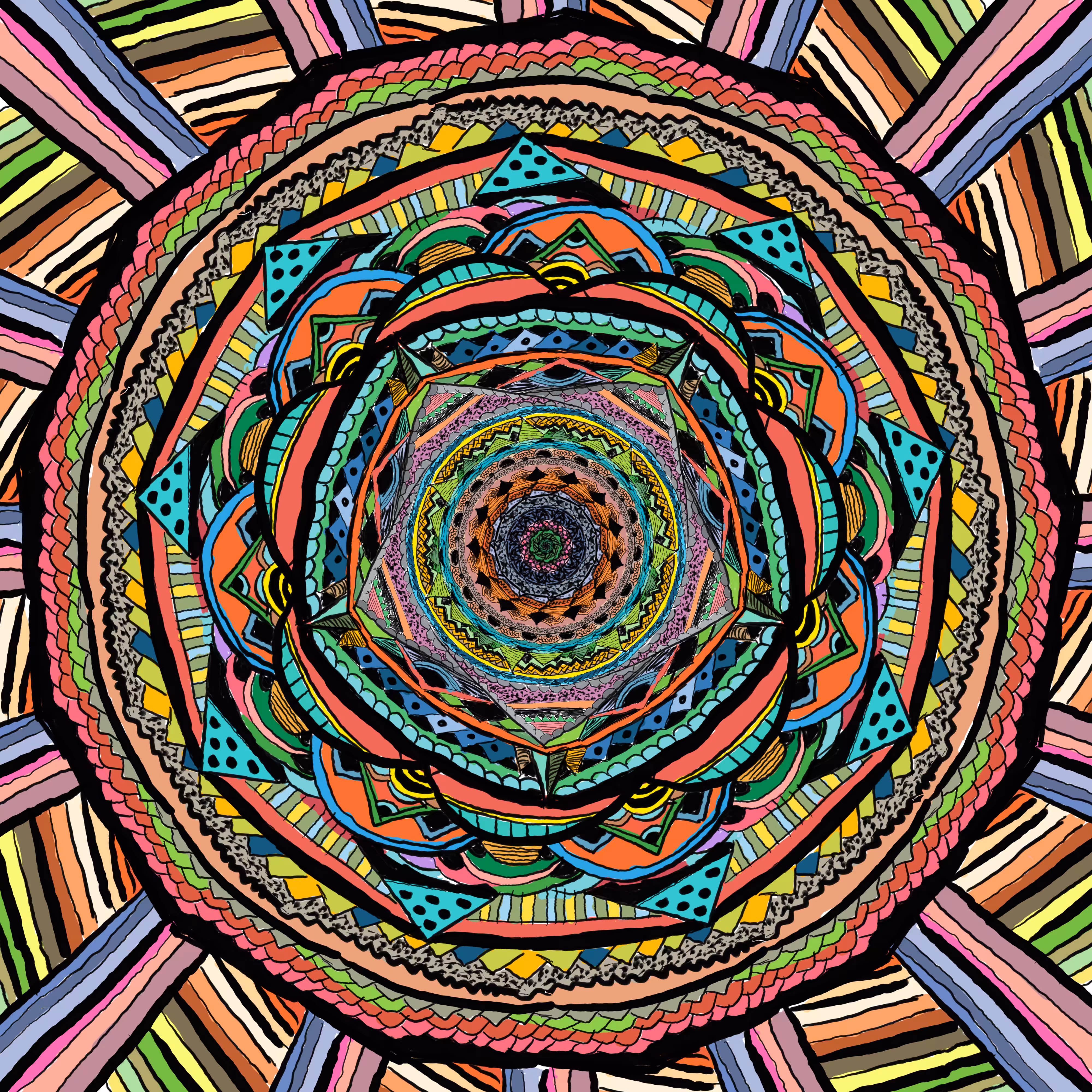 Psychedelic Mandala #1 - Rainbow Flower