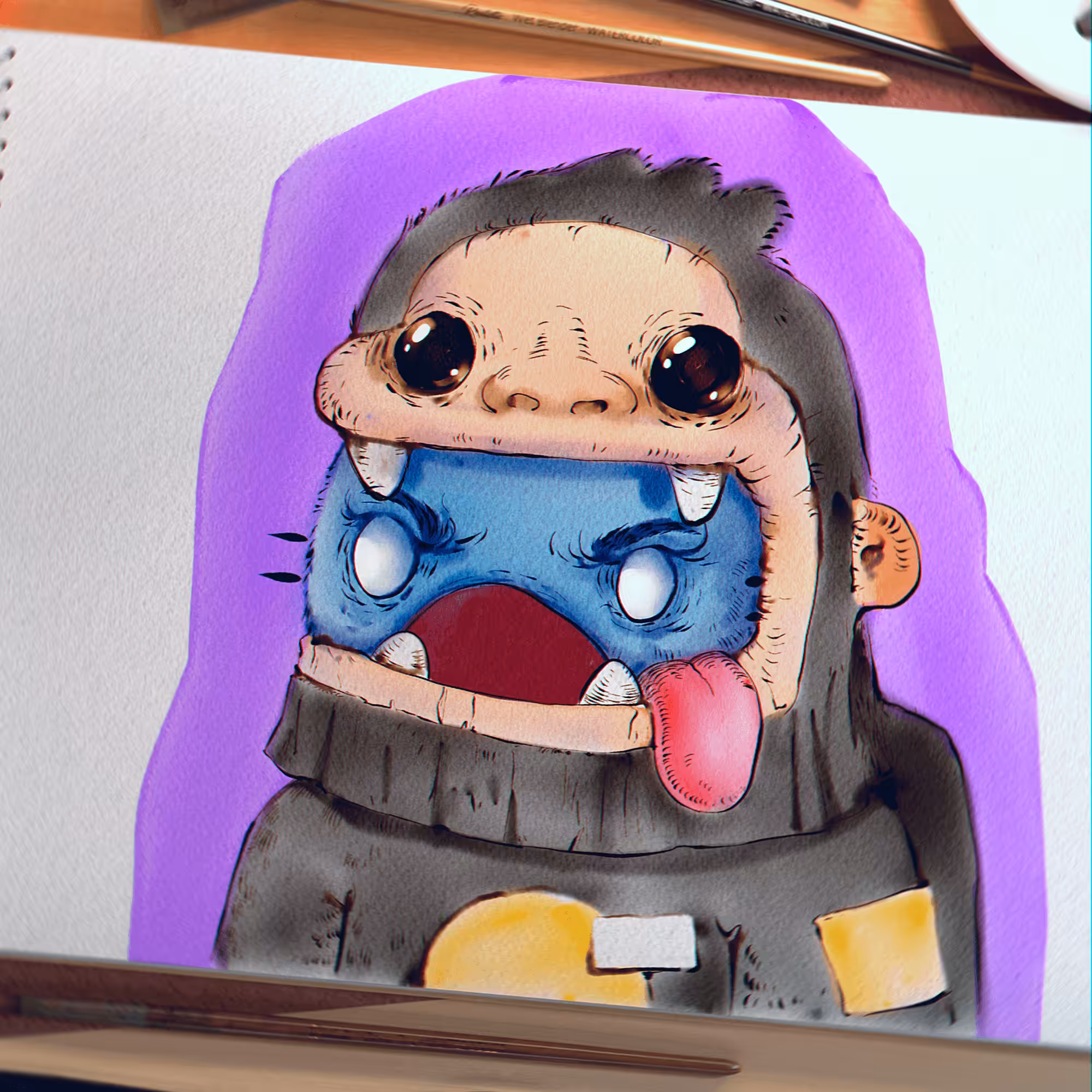 Watercolor Cool Cat #3488