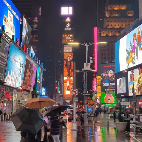 rainy night in times square nyc may 2021