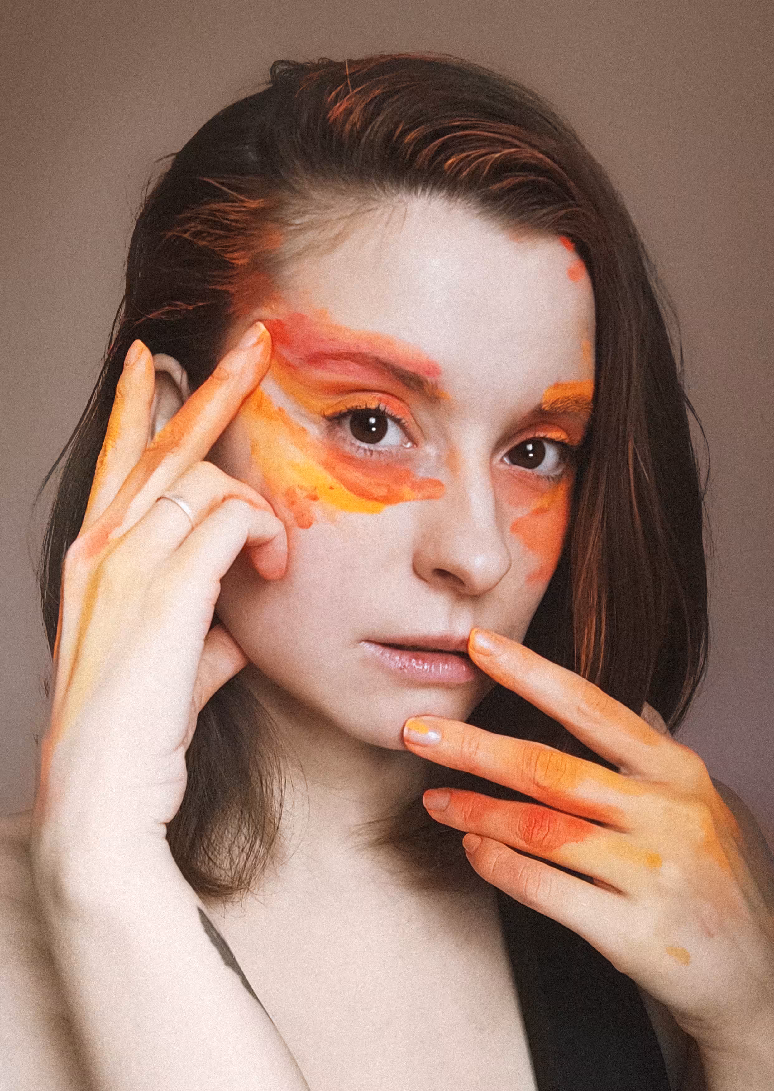 Splashes of yellow and orange paint