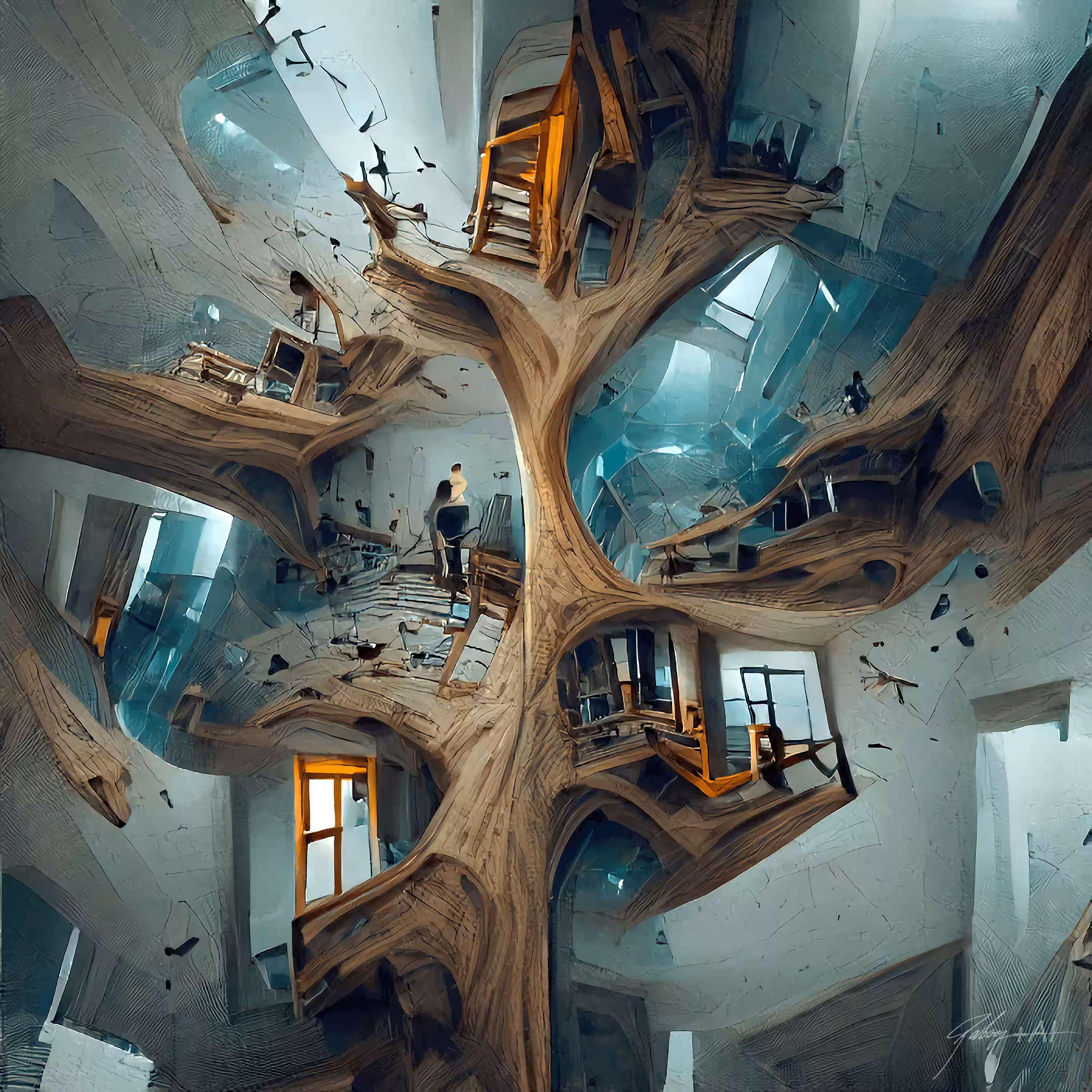 4 dimensional Dystopian tree mansion 