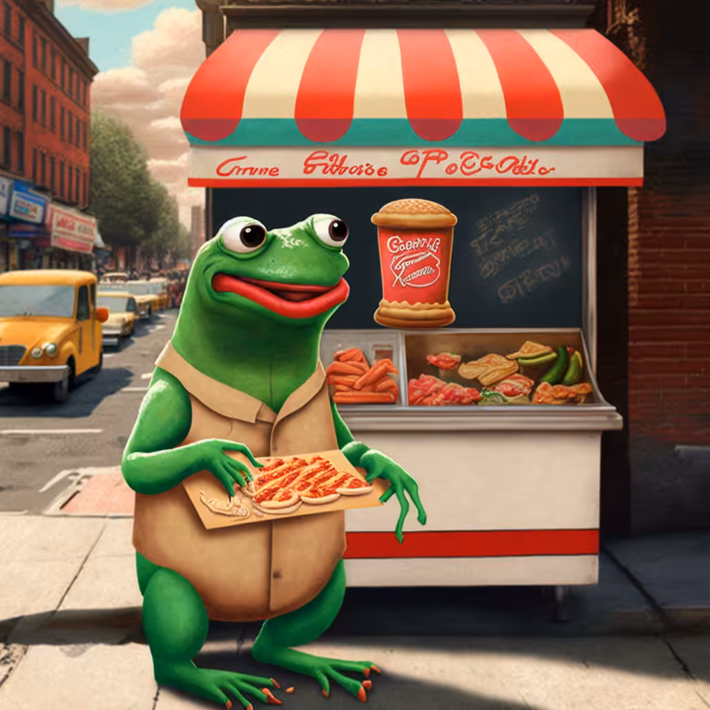 Pepe as HotDog seller