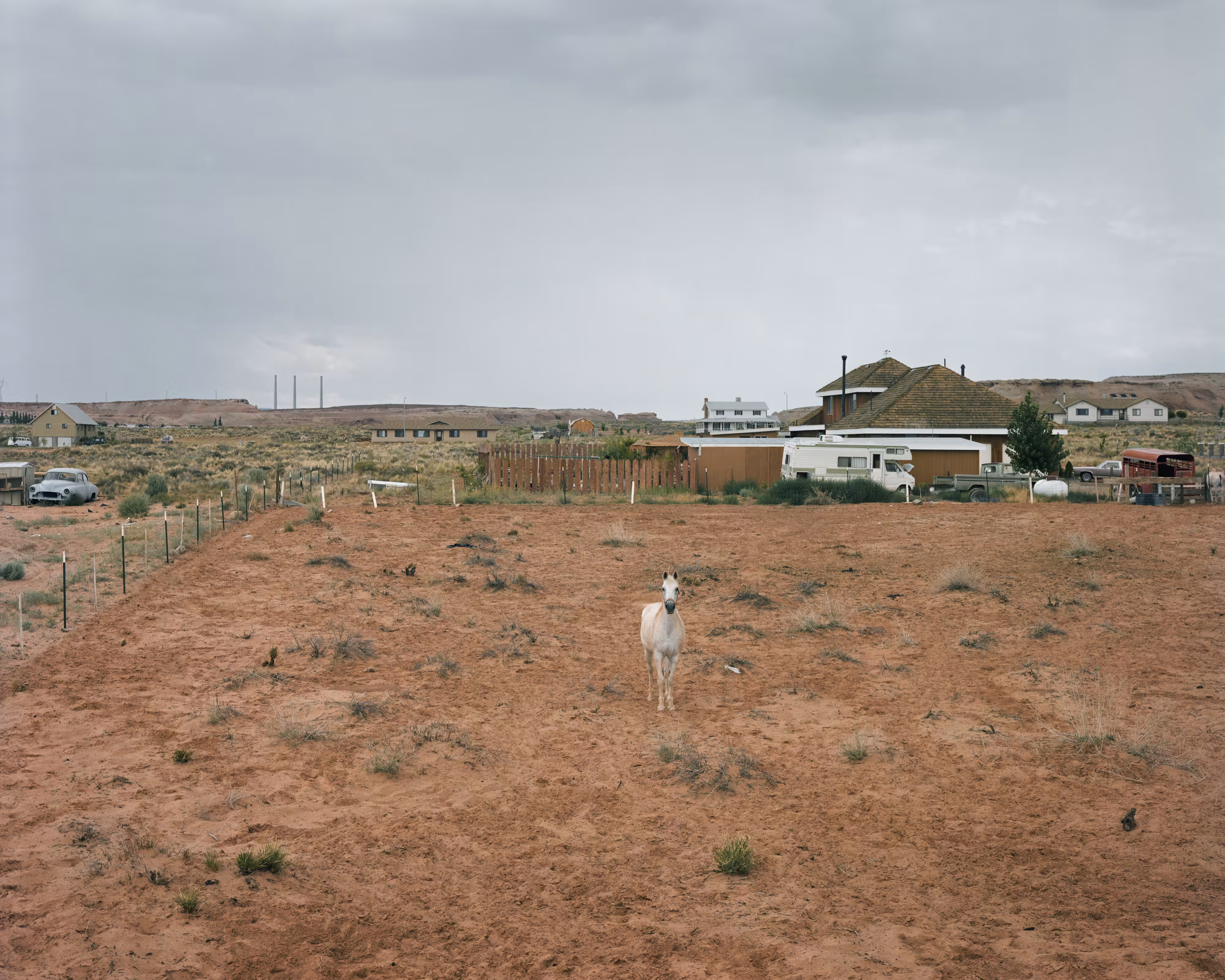 Page, Arizona, 1982 (Visible on the horizon are the emission stacks of the Navajo Generating Station which was the largest coal burning power plant in the West. The stacks and the plant were demolished in 2020).