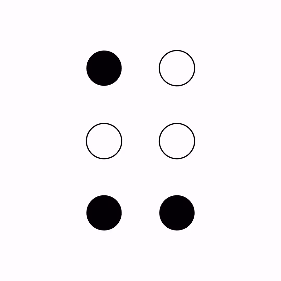 Braille Cells: The Audio/Visual Alphabet With Numbers: Braille Cell: U