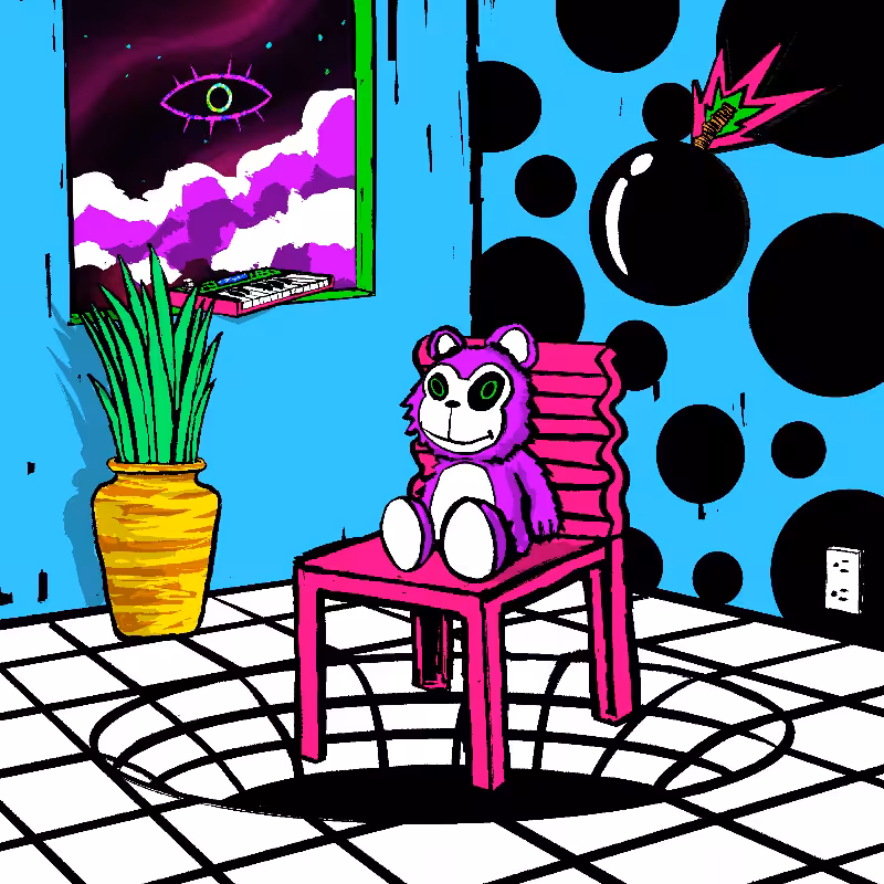 pink chair in the blue room #5
