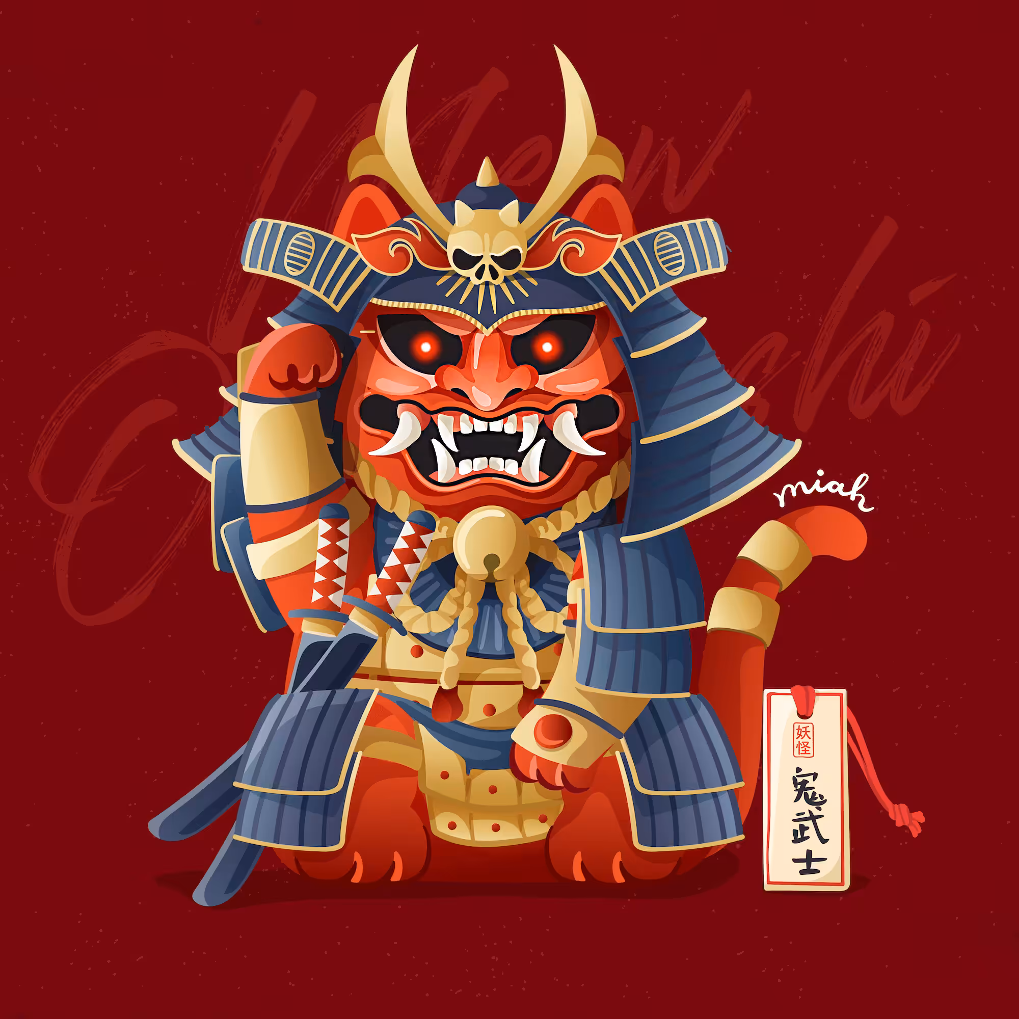 Manekineko x Yokai : Meow Red Oni Bushi