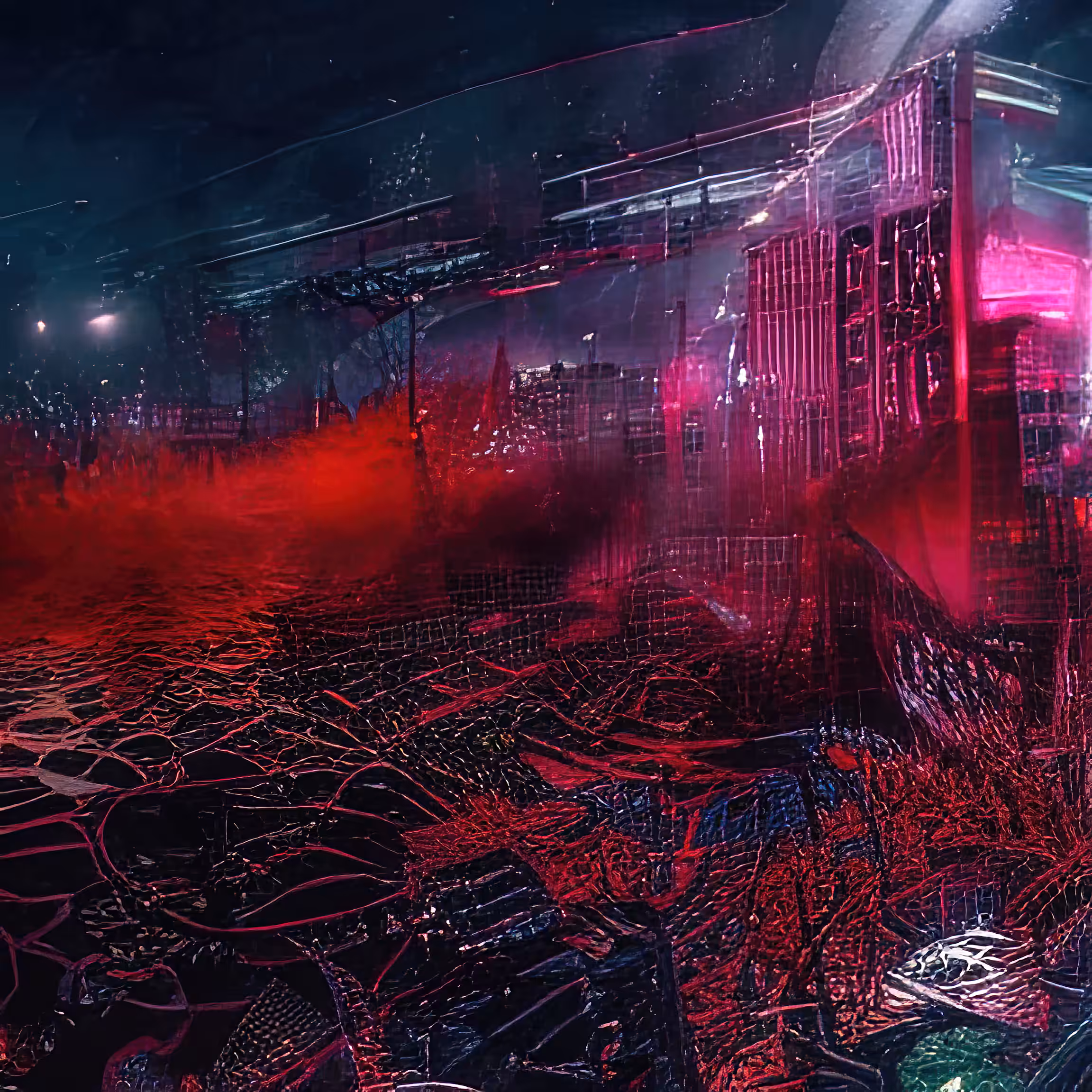 cyberpunk city panorama night 270287109