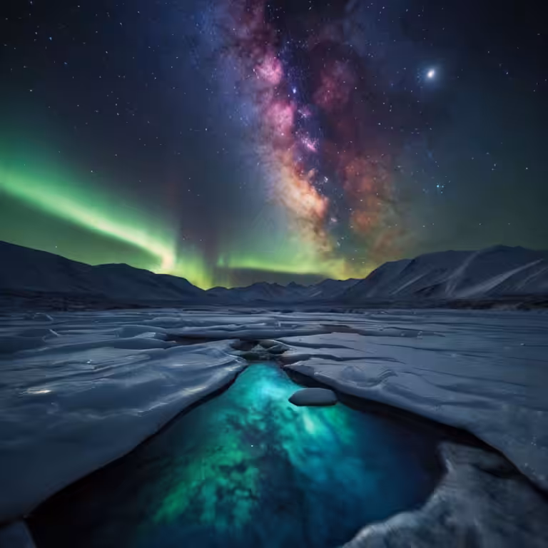 Celestial Dance: The Milky Way Meets the Nouthern Lights