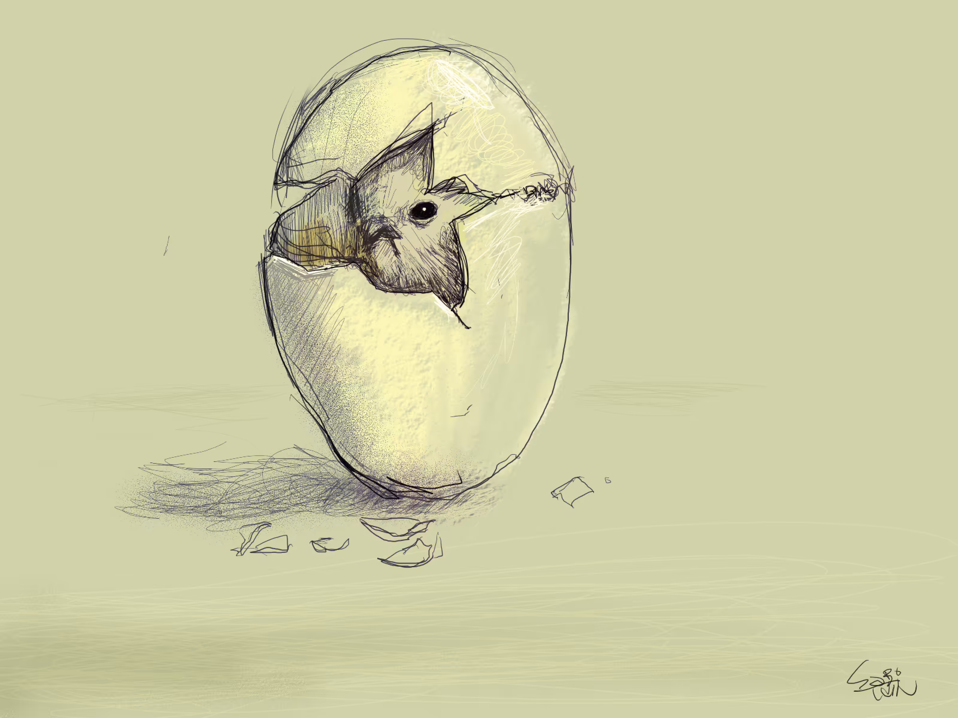 A chick is observing the world.
