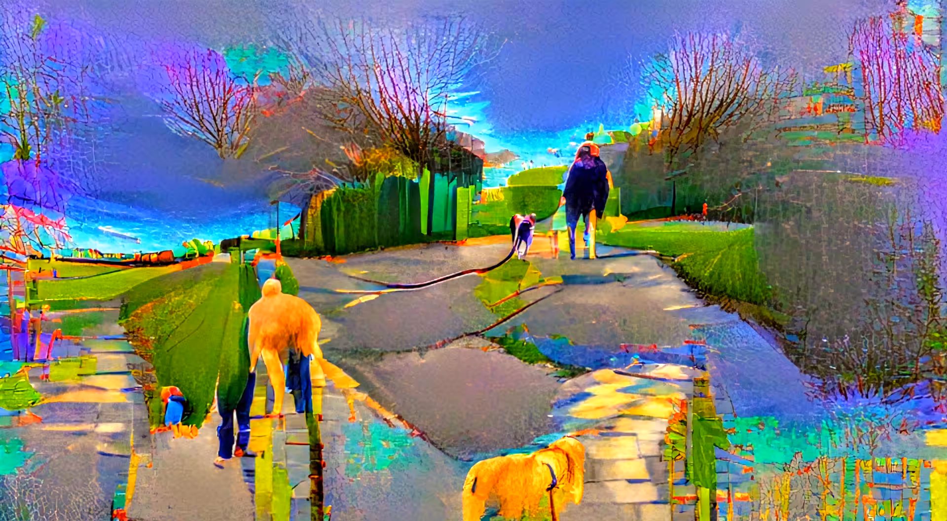 Taking the dog for a walk