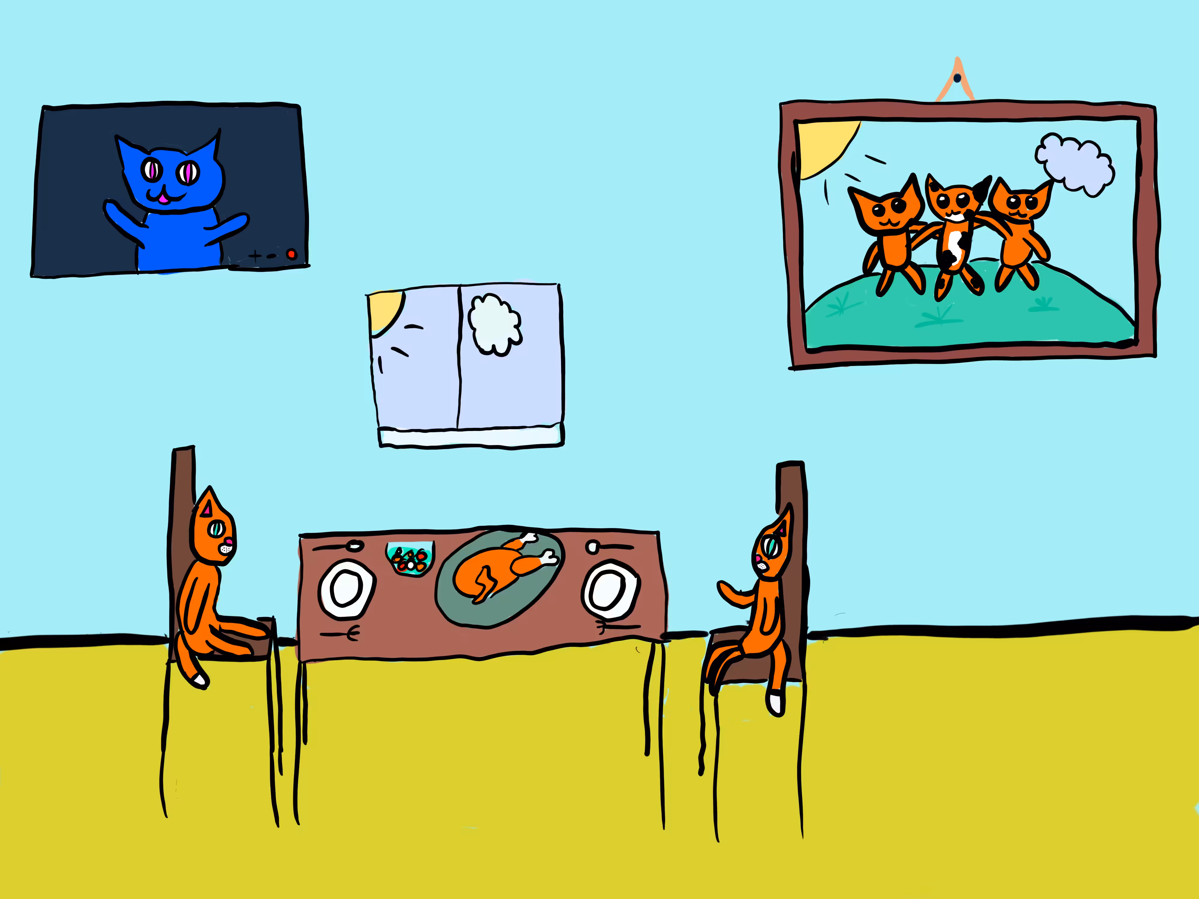 Cats are having lunch