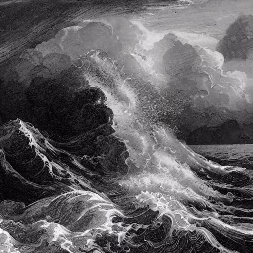 Furious waves cover the horizon