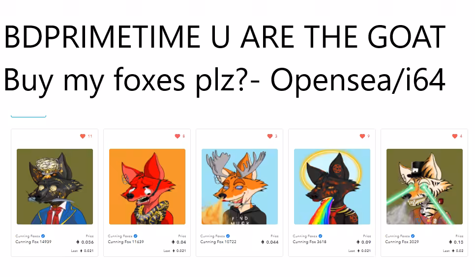 A message to BDPRIMETIME from cunning foxes mod i64