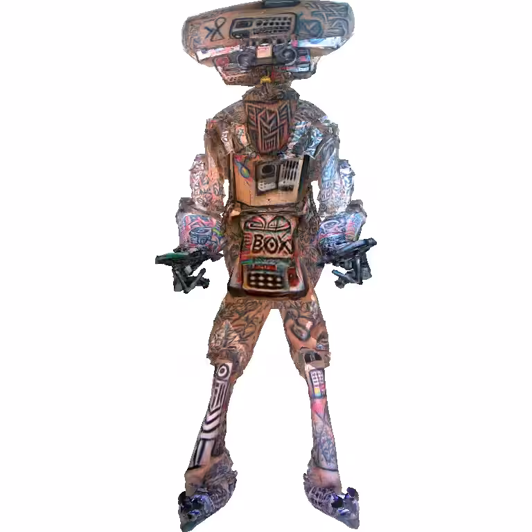 Boombox Robot With Tribal Tattoos