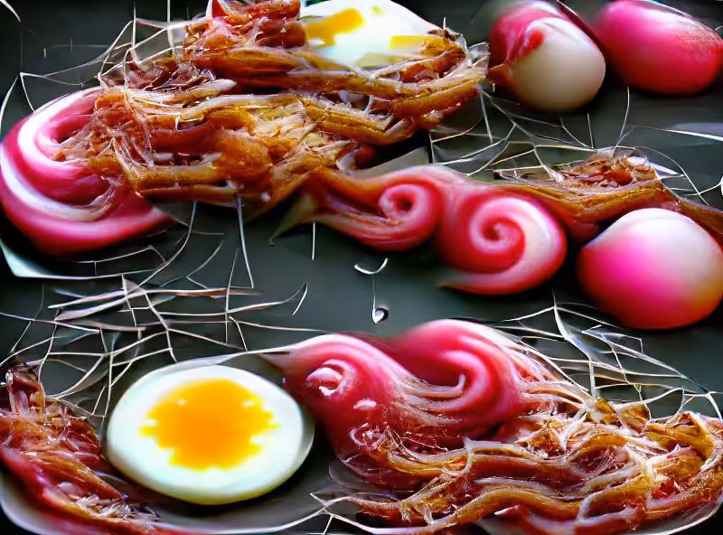 Abraham's First Works: Make eggs every day, with shredded radish. Dip some bacon in the oil Party in your mouth! Sunn O)))
