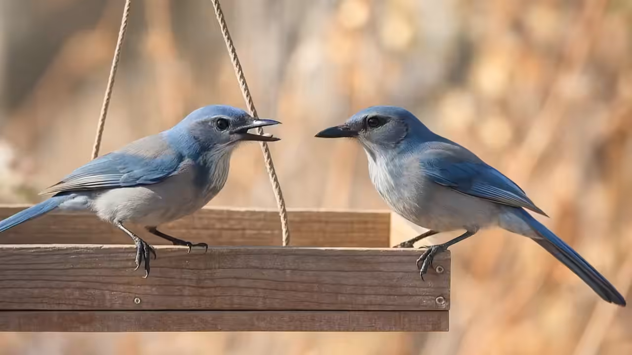 Scrub-Jays Share Lunch
