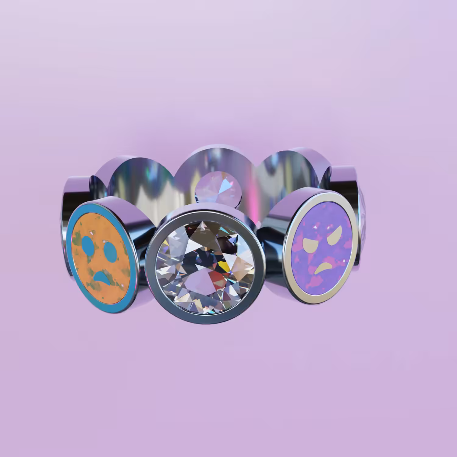 FTQ DGTL Precious smiley ring