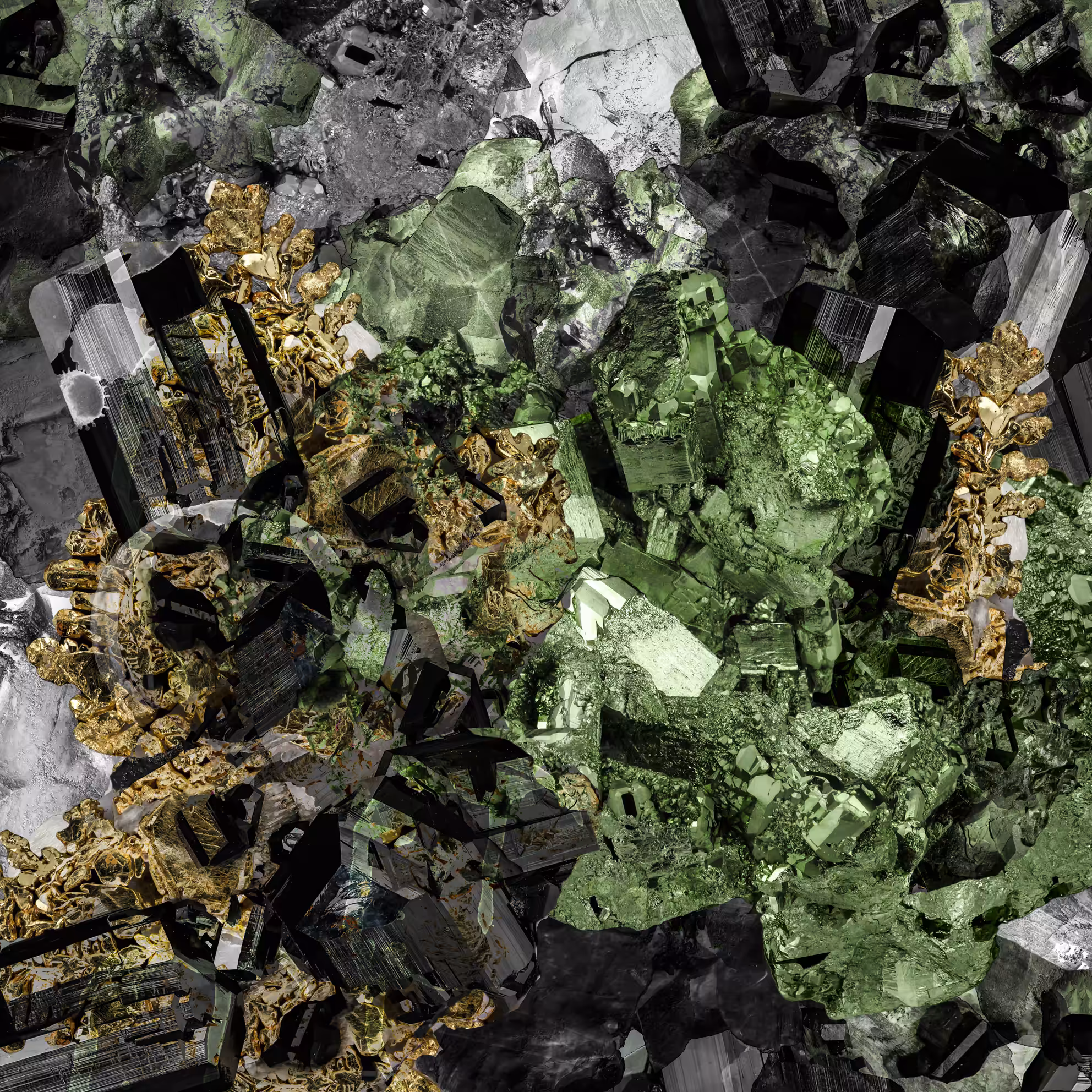 Gold Pyrite Marcasite Schorl