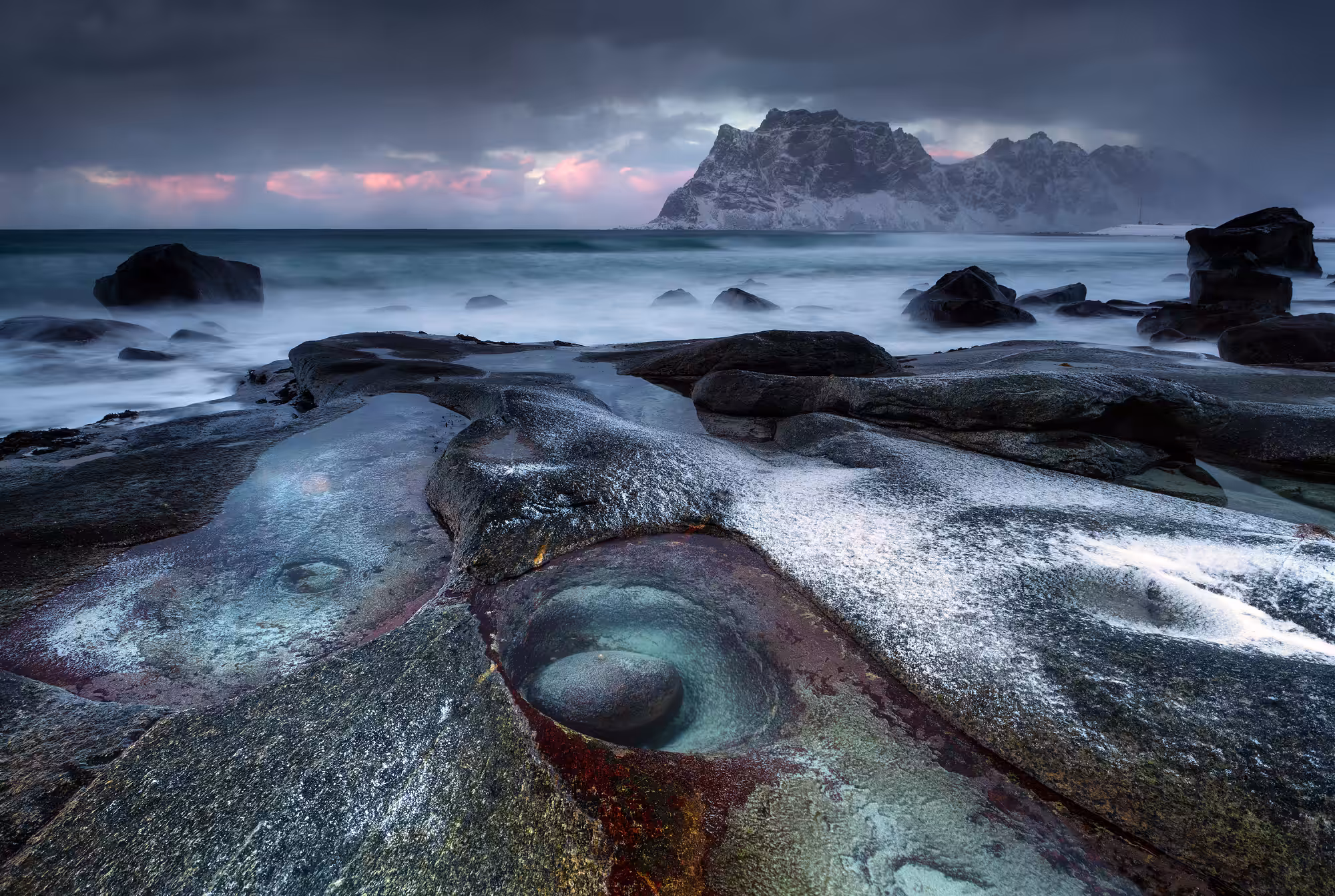The Eye of Uttakleiv at sunset, Lofoten, Norway
