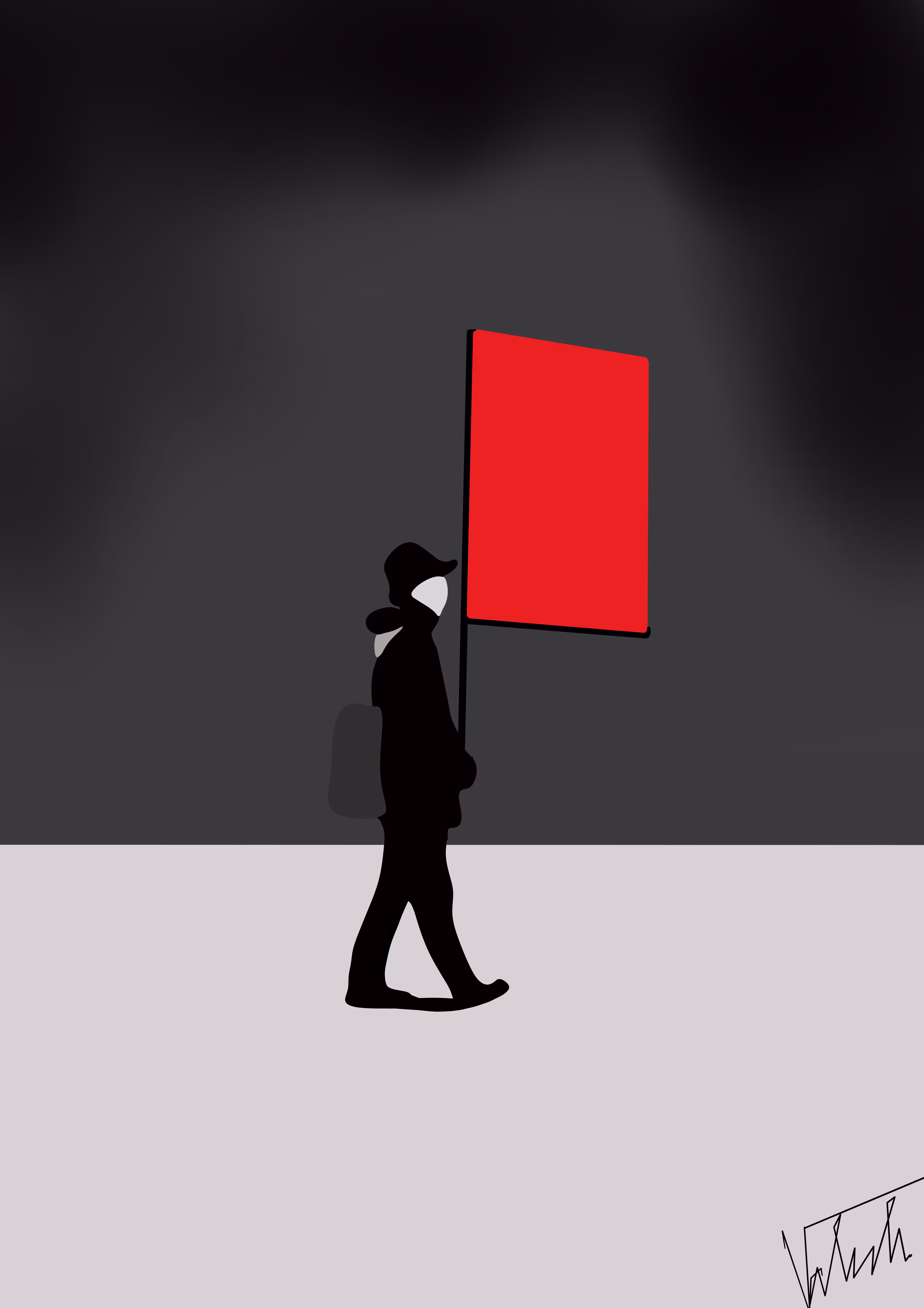 Man with the Red Flag