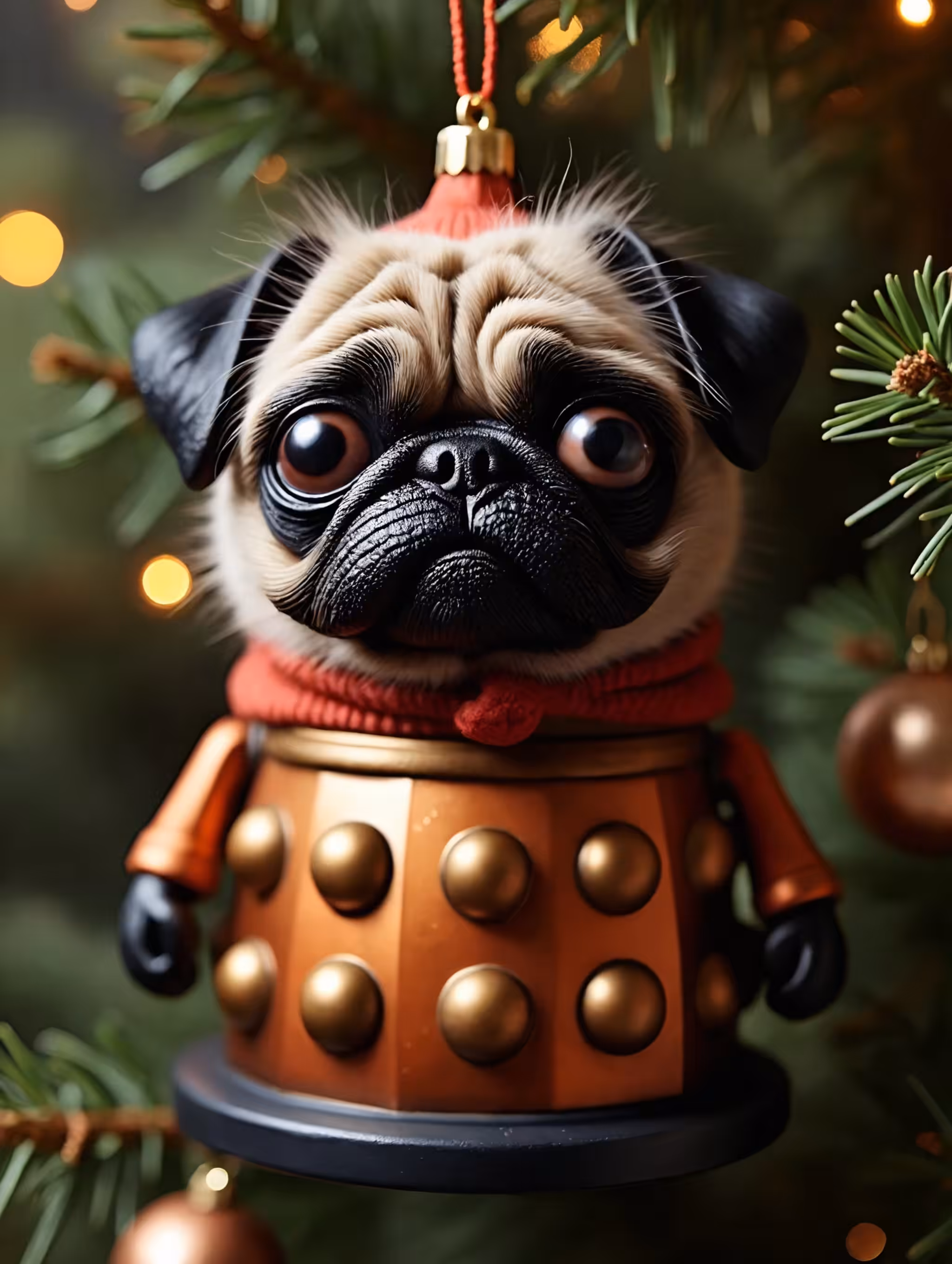 Dalek the Pug - Christmas bauble OE 