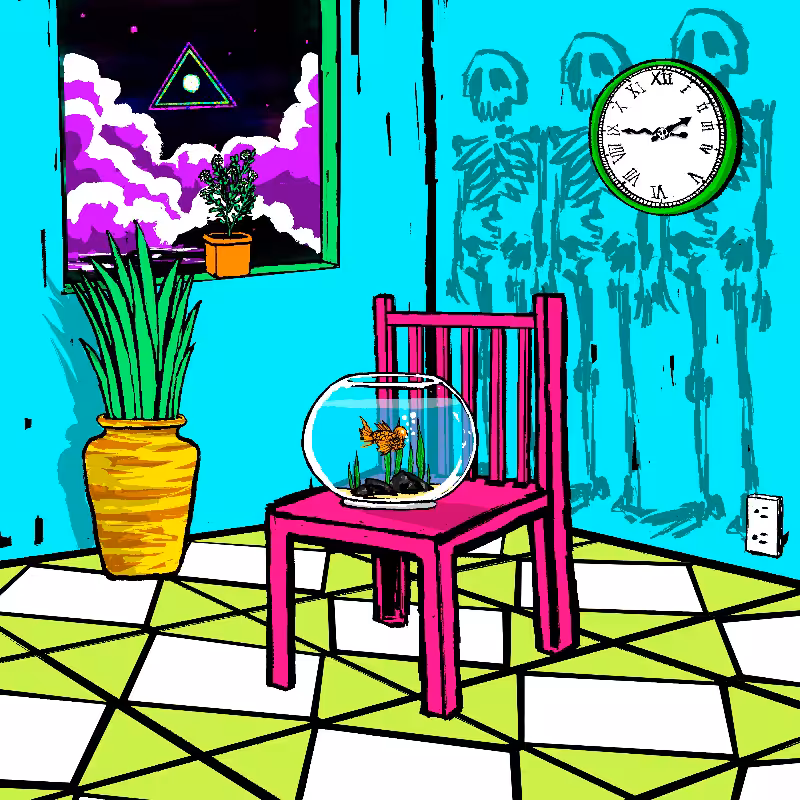 pink chair in the blue room #87