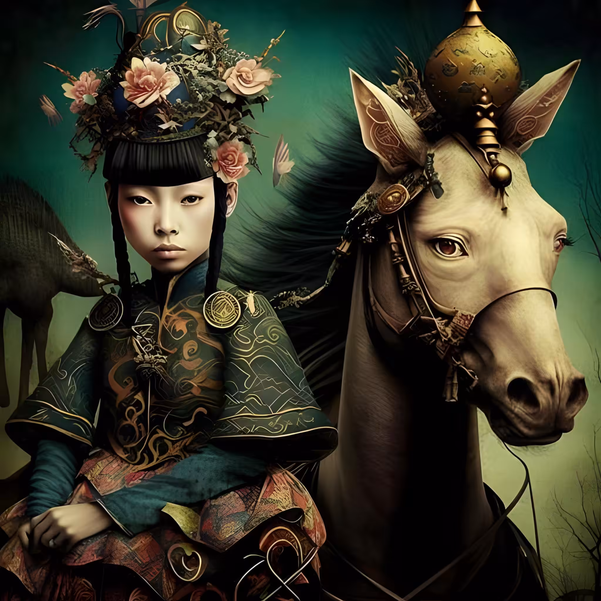 Japanese cowgirl and her cow.. oops her horse