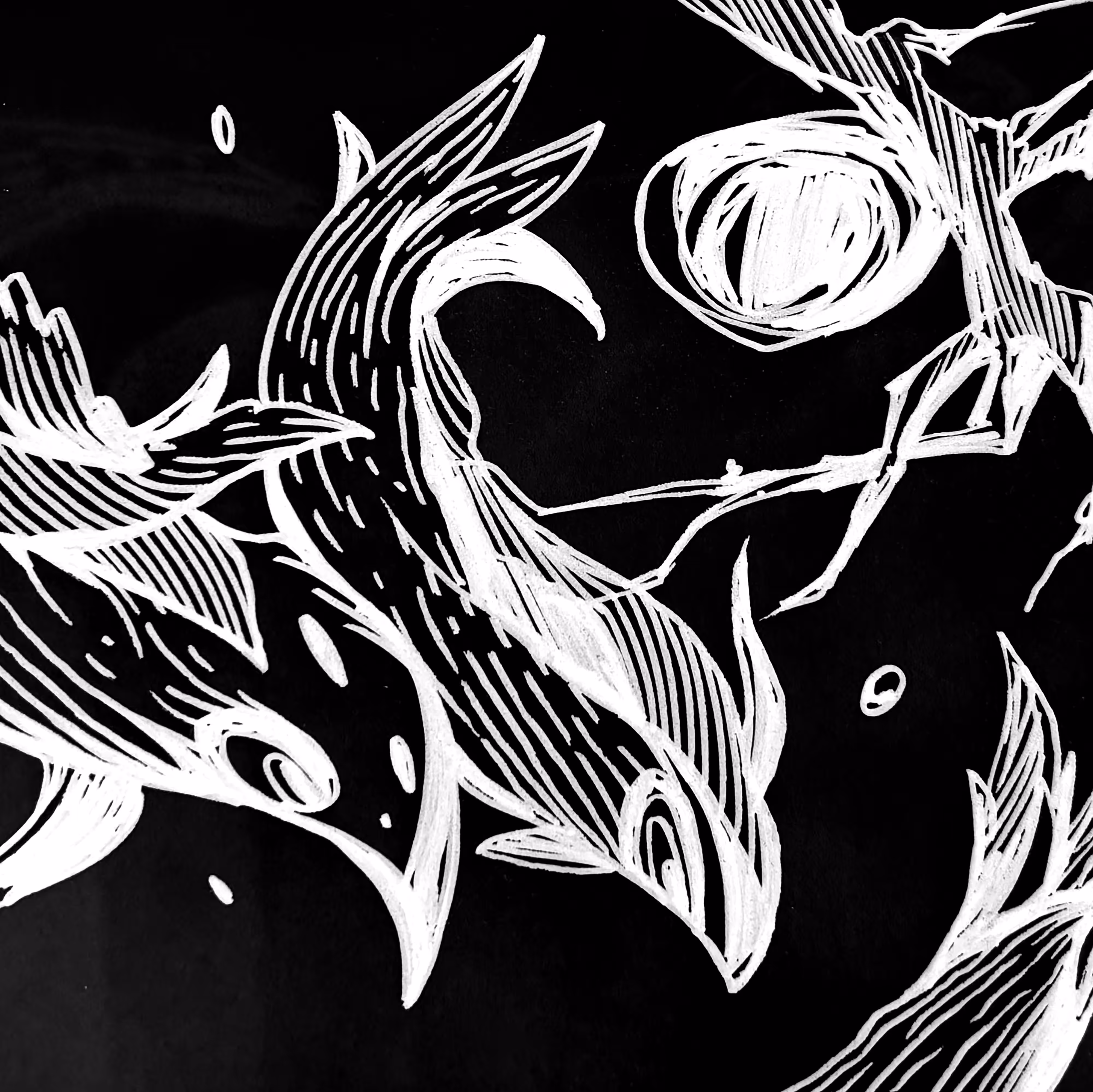 A rhythmic composition of flowing forms that mimic the hidden movement of nature and energy.