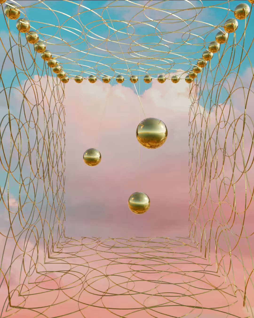 Golden Raffia Cage