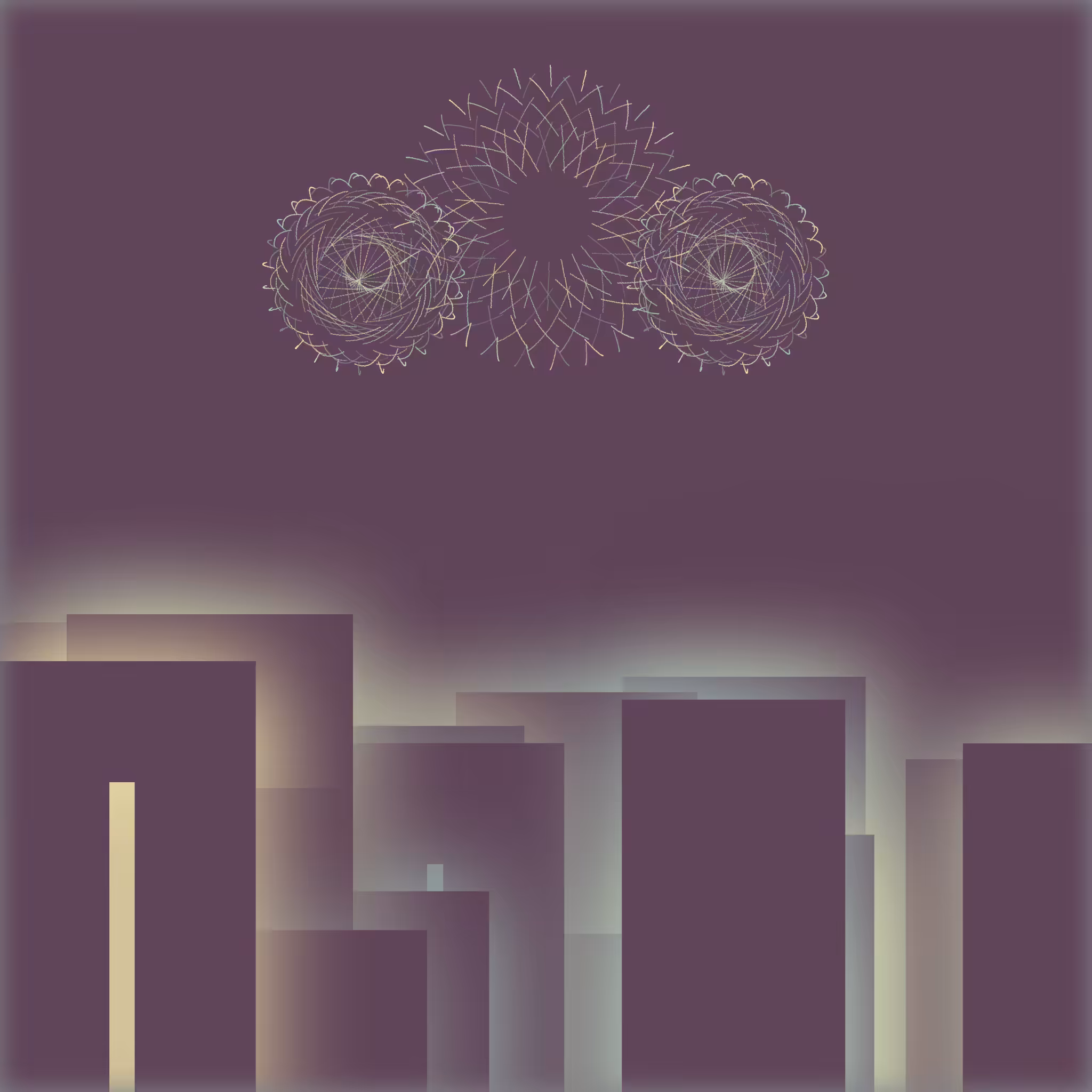 Fireworks over a City Skyline #1