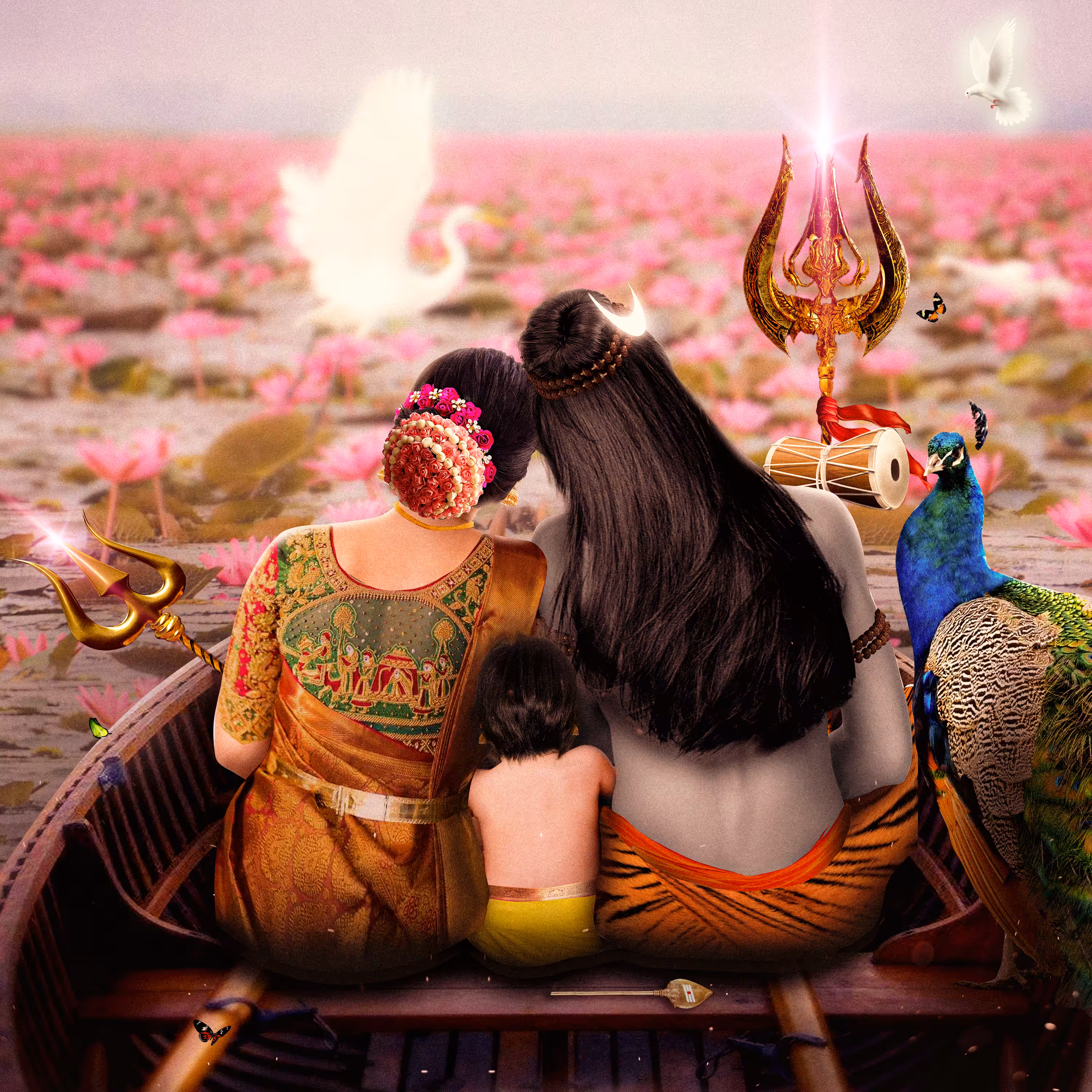Family and love of Lord Shiva Goddess Parvati 