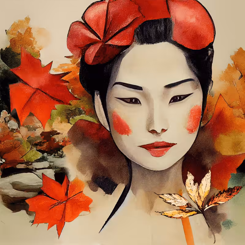 Geisha and Autumn Leaves #2