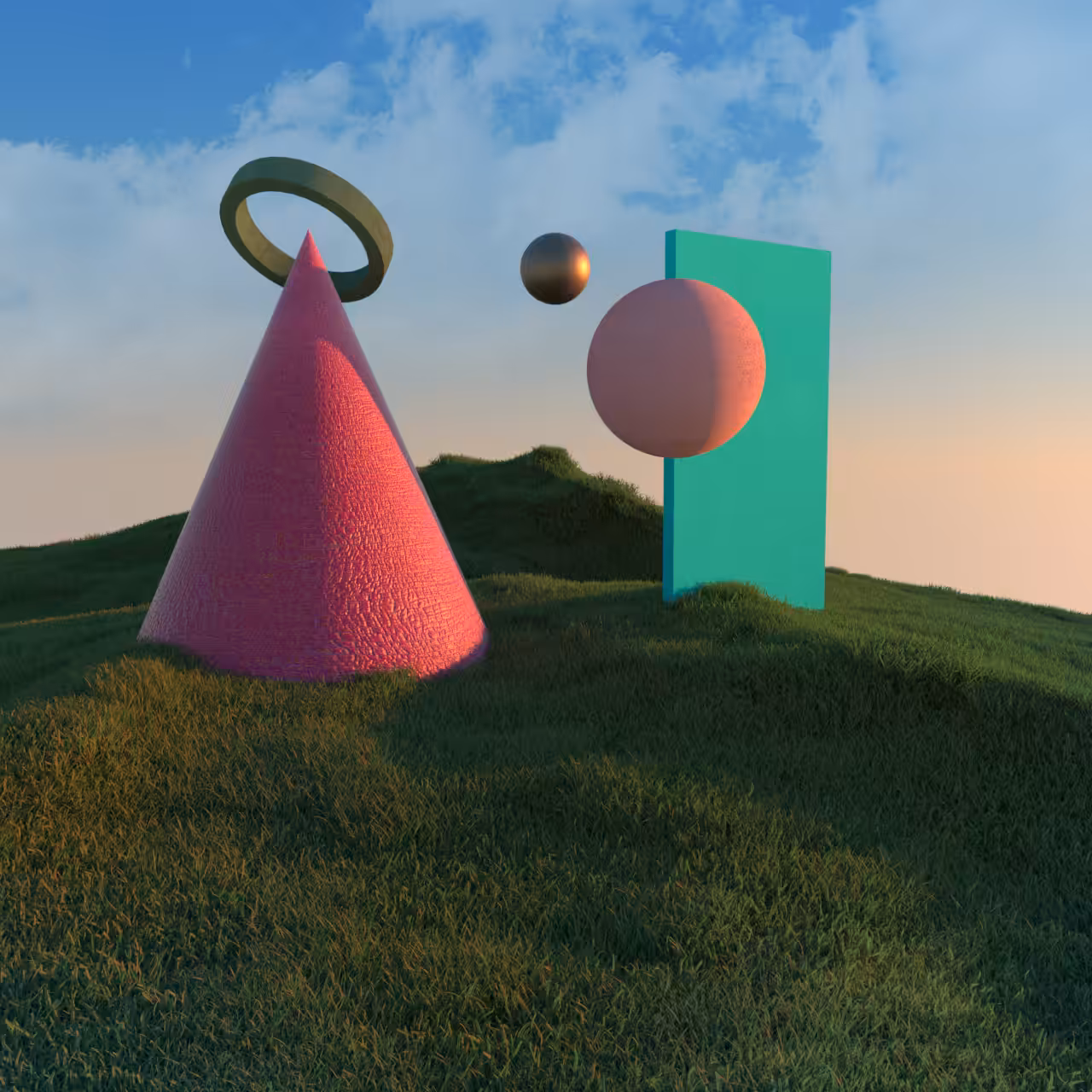 Grass with shapes