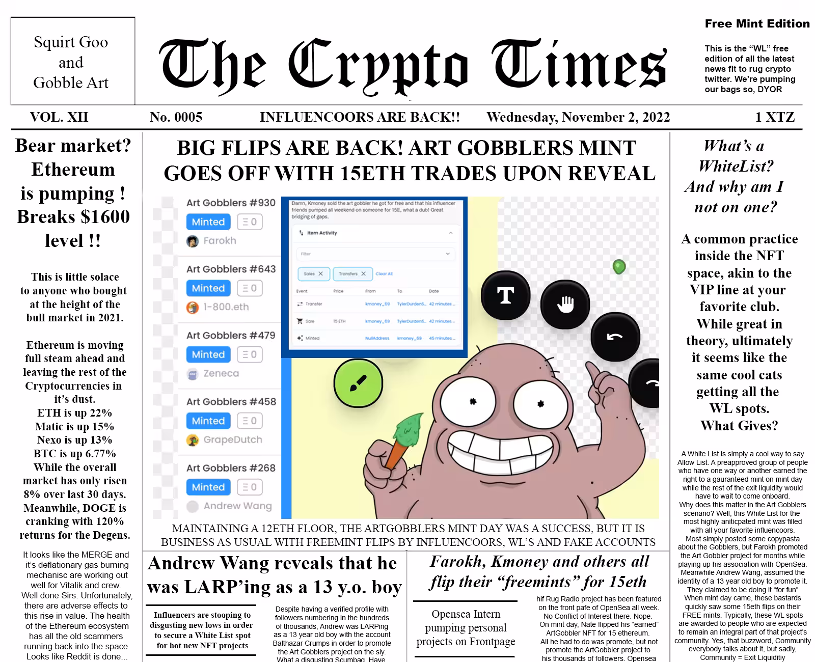 The Crypto Times 0005 - Art Gobblers