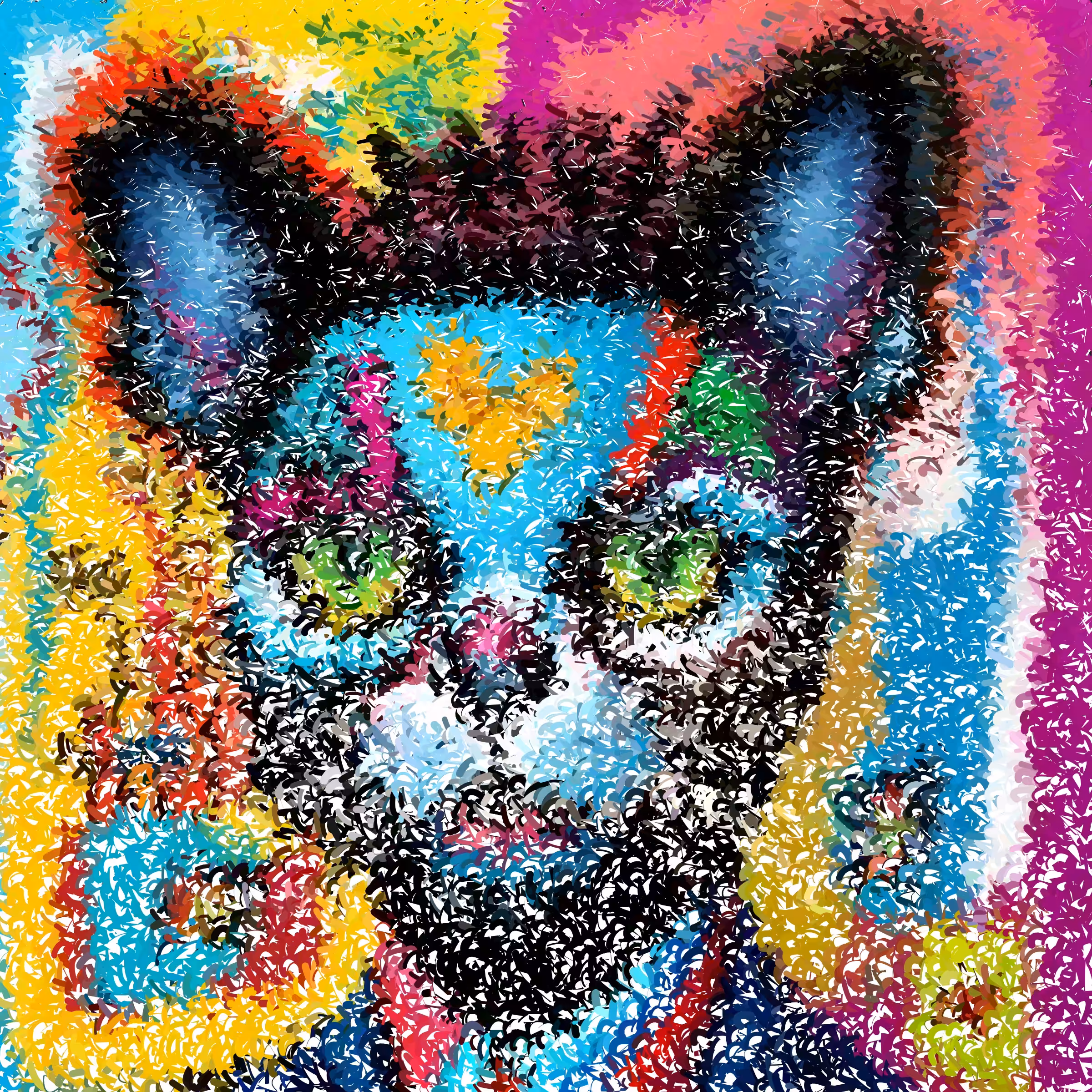 Generative Arts: The Cat GIrl, Medium size Abstract Generative Art From ArtH2O 2023