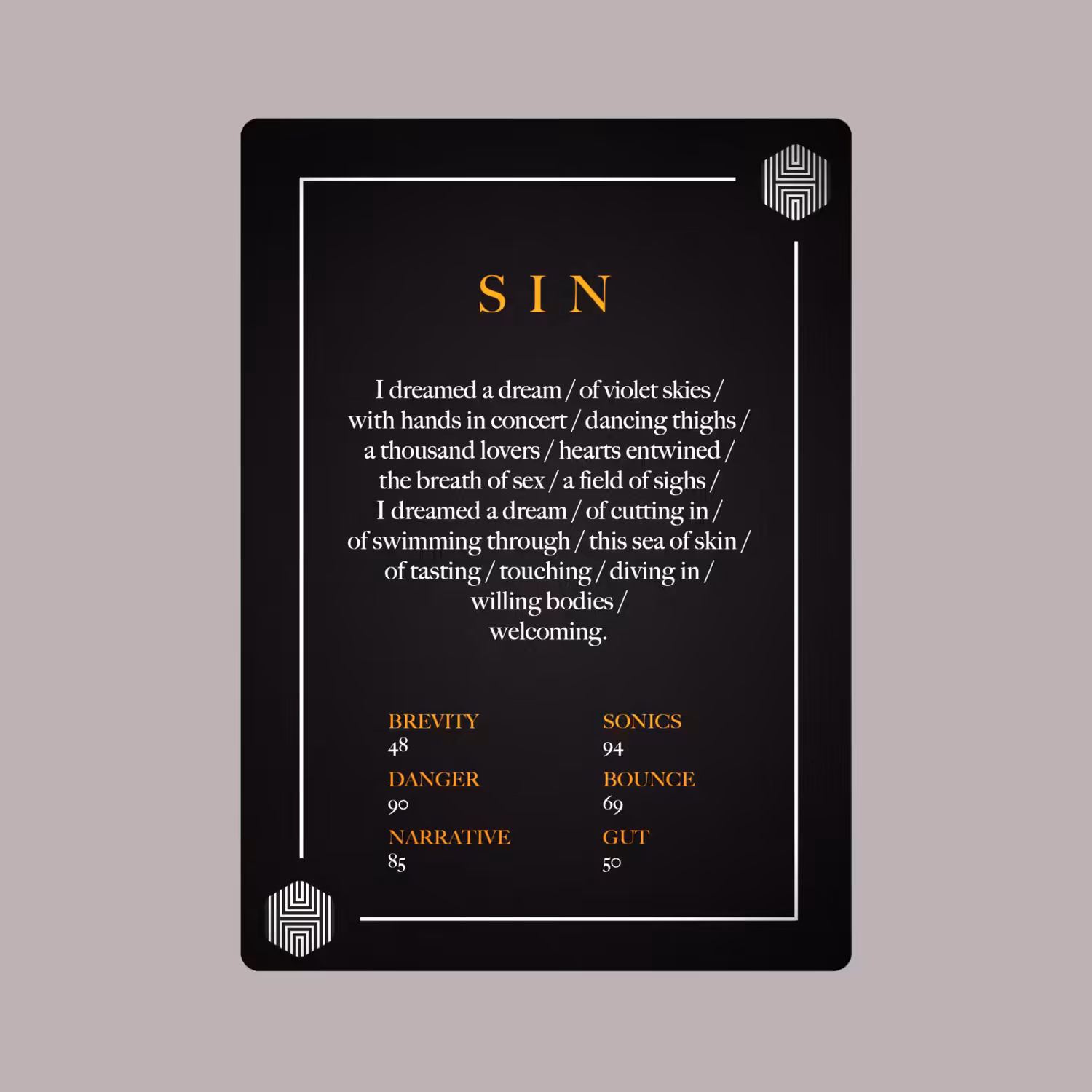 POETRY CARDS VOL 1 | META/VERSE: 015 - SIN (INTERMISSION)