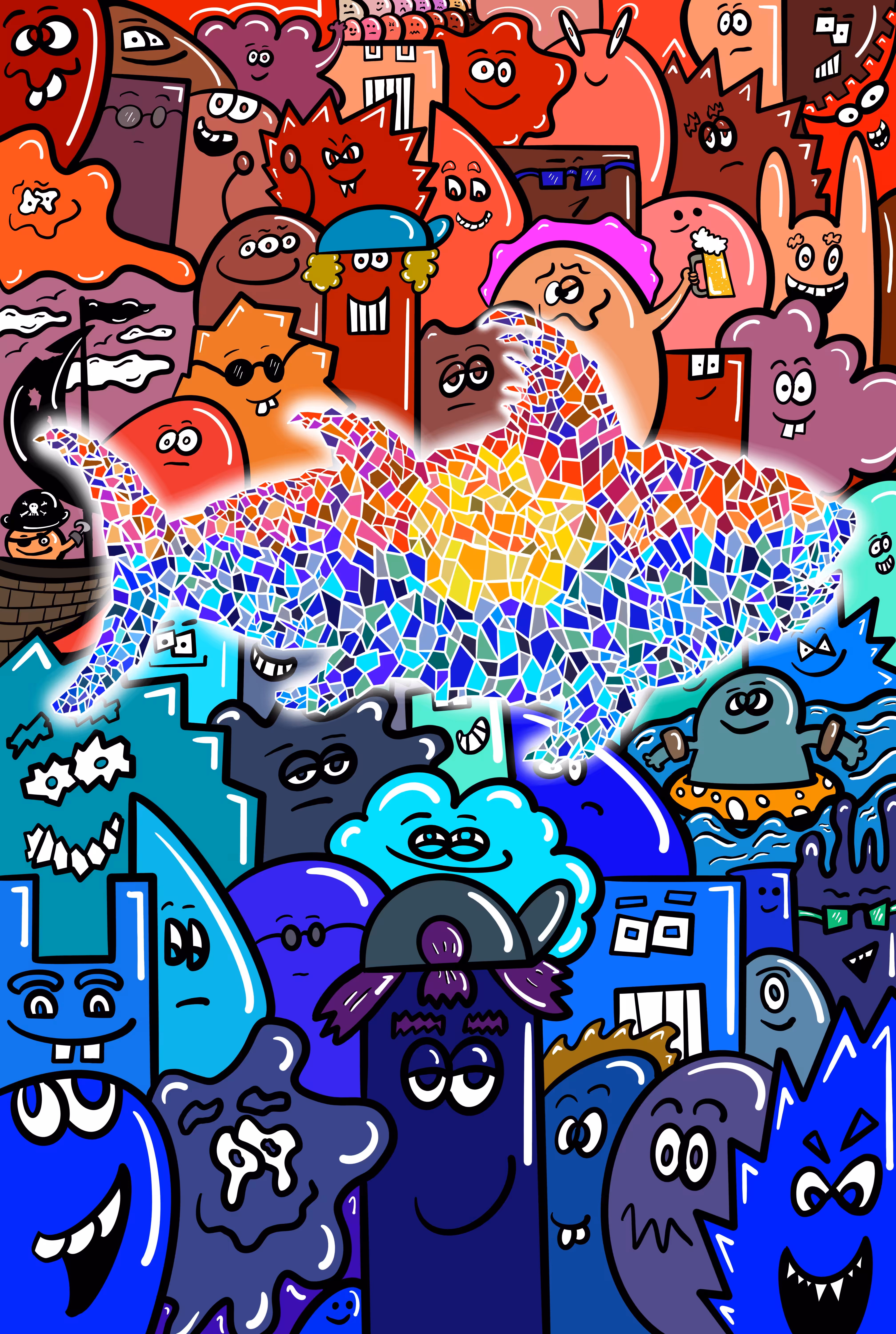Mosaic Tuna with Doodles