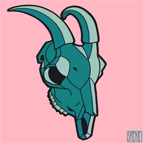 💀62 | MINIMALIST GOAT SKULL | Teal