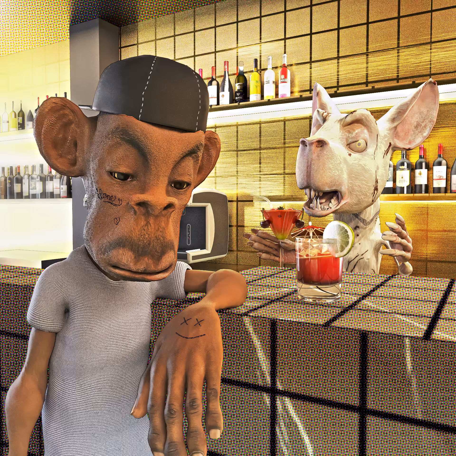 Sad Ape at bar 