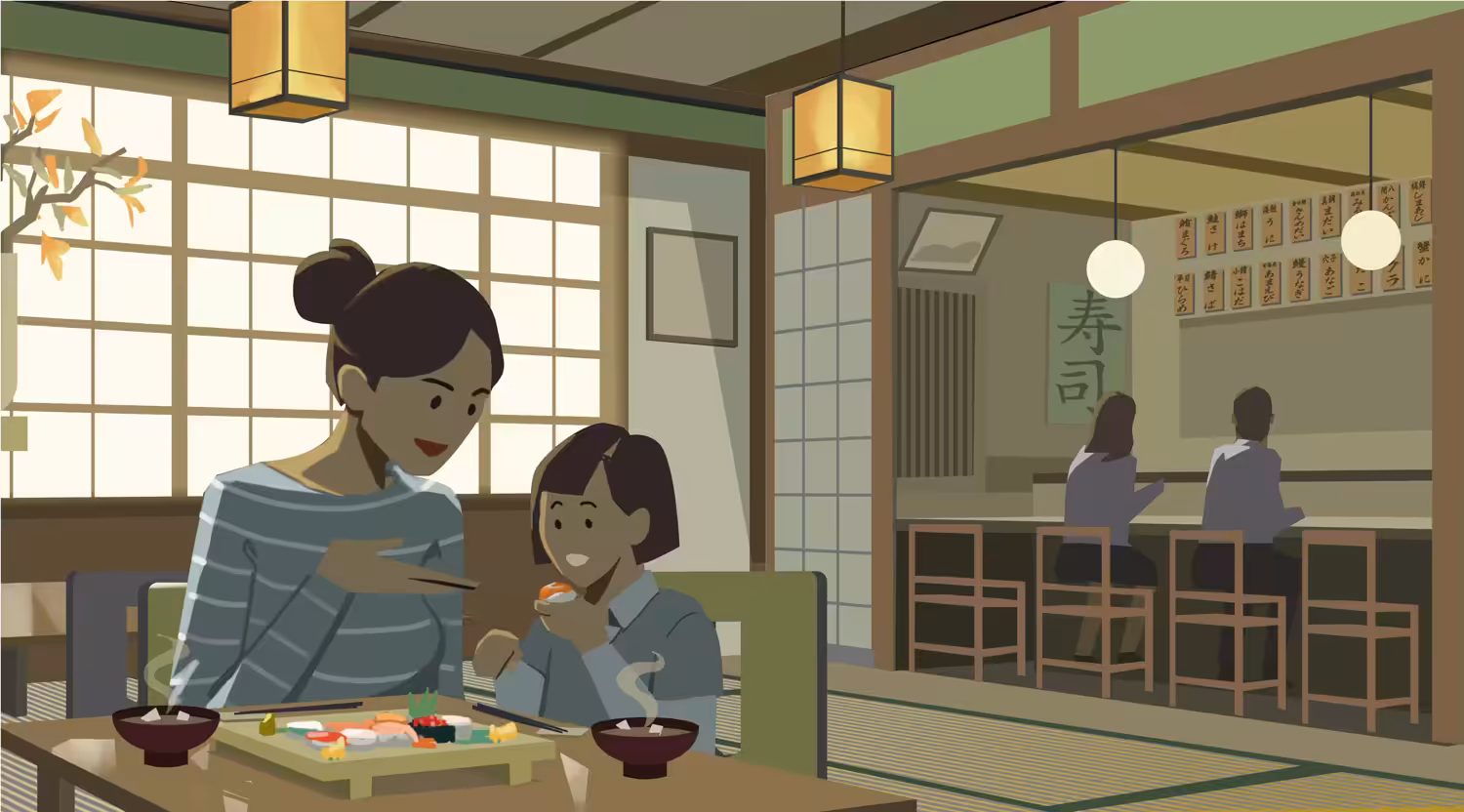 お寿司屋さんで (At a sushi restaurant)