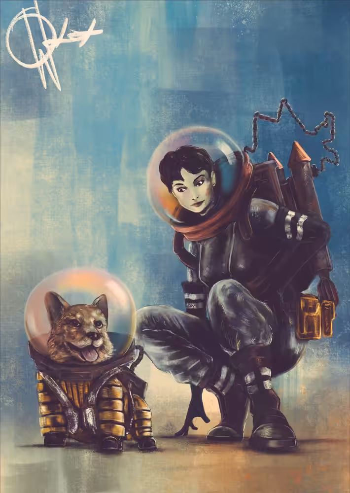 Space Girl & Corgi