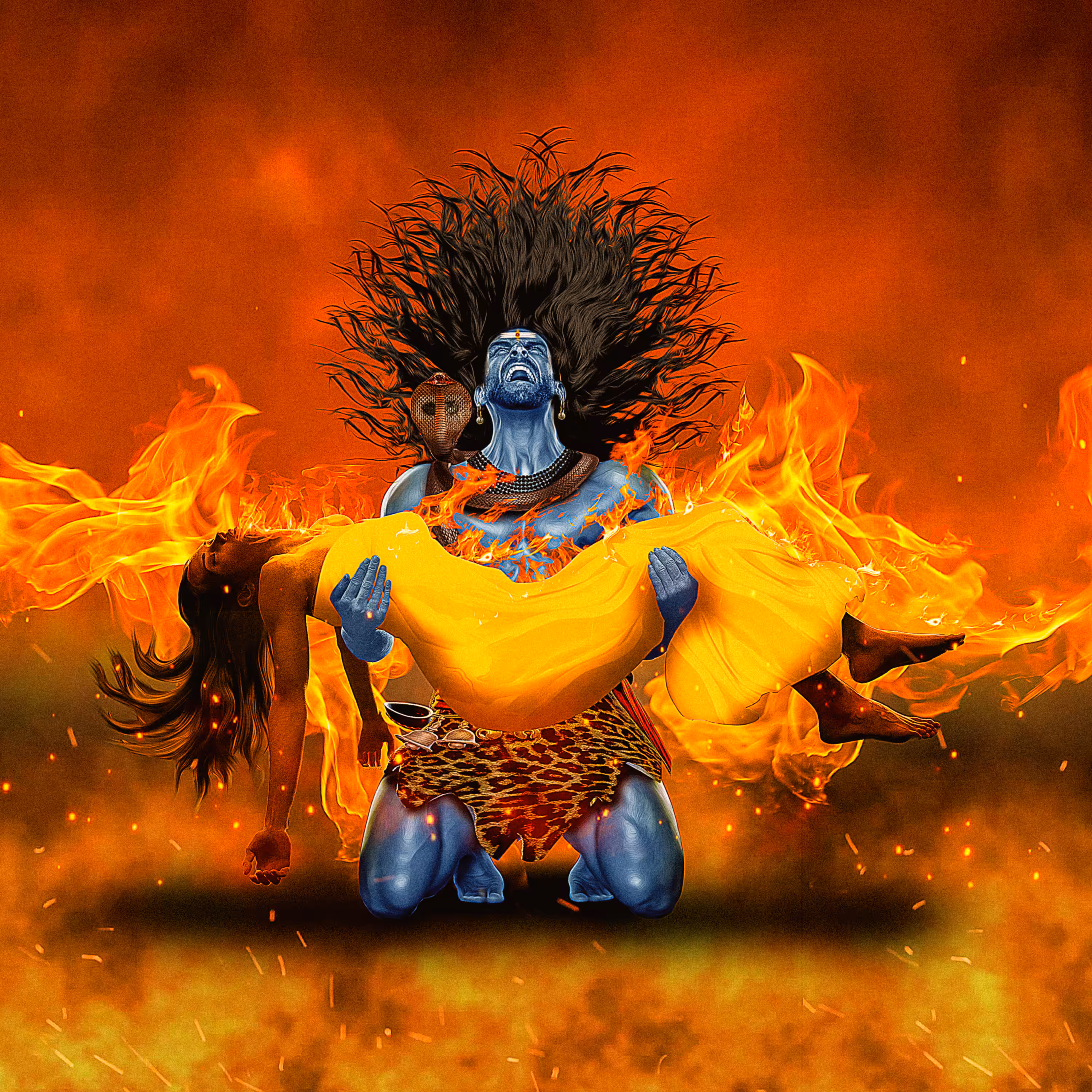 Lord Shiva Lifting His Love Goddess Sati
