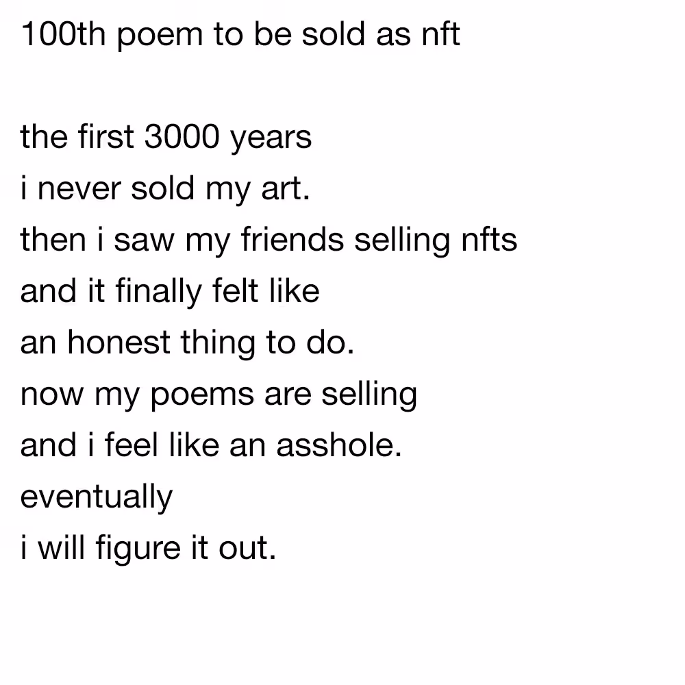 100th poem to be sold as nft