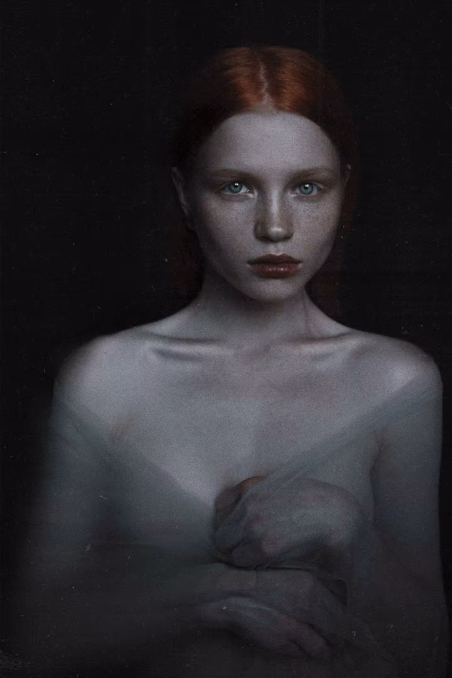 She stood against the dark 