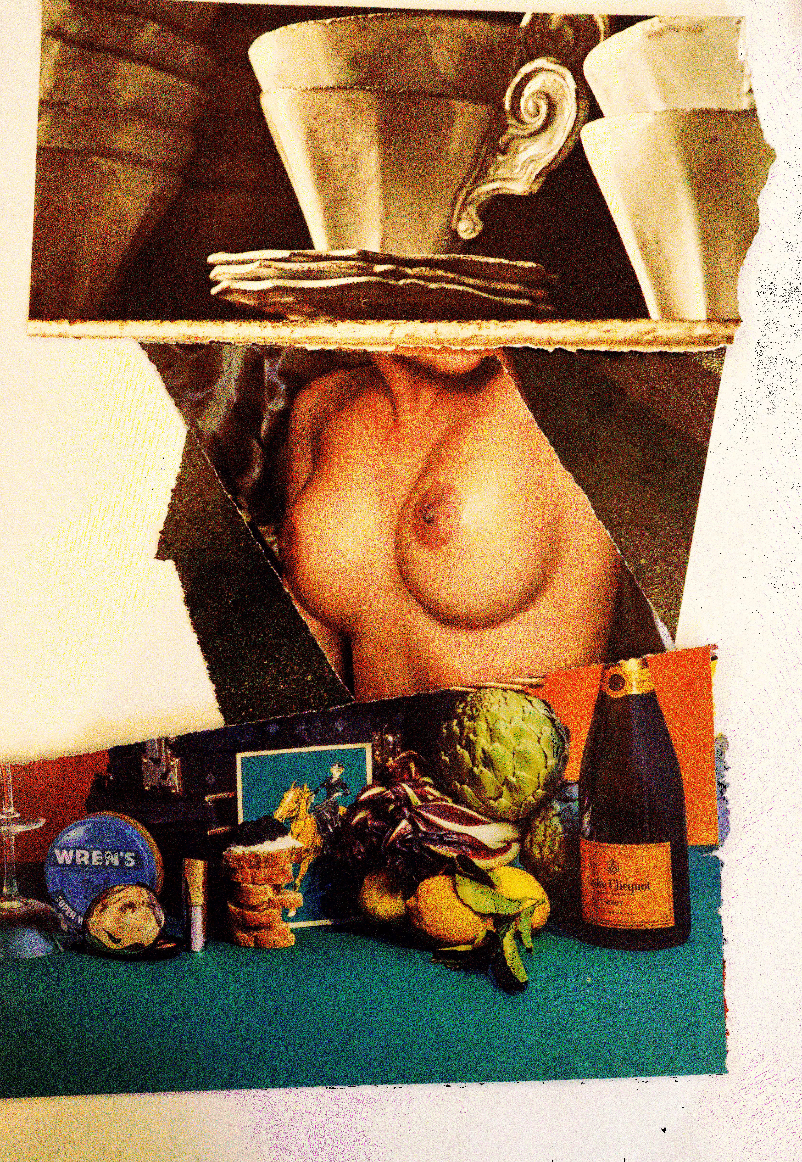Femme et une bouteille de Champagne Veuve Clicquot