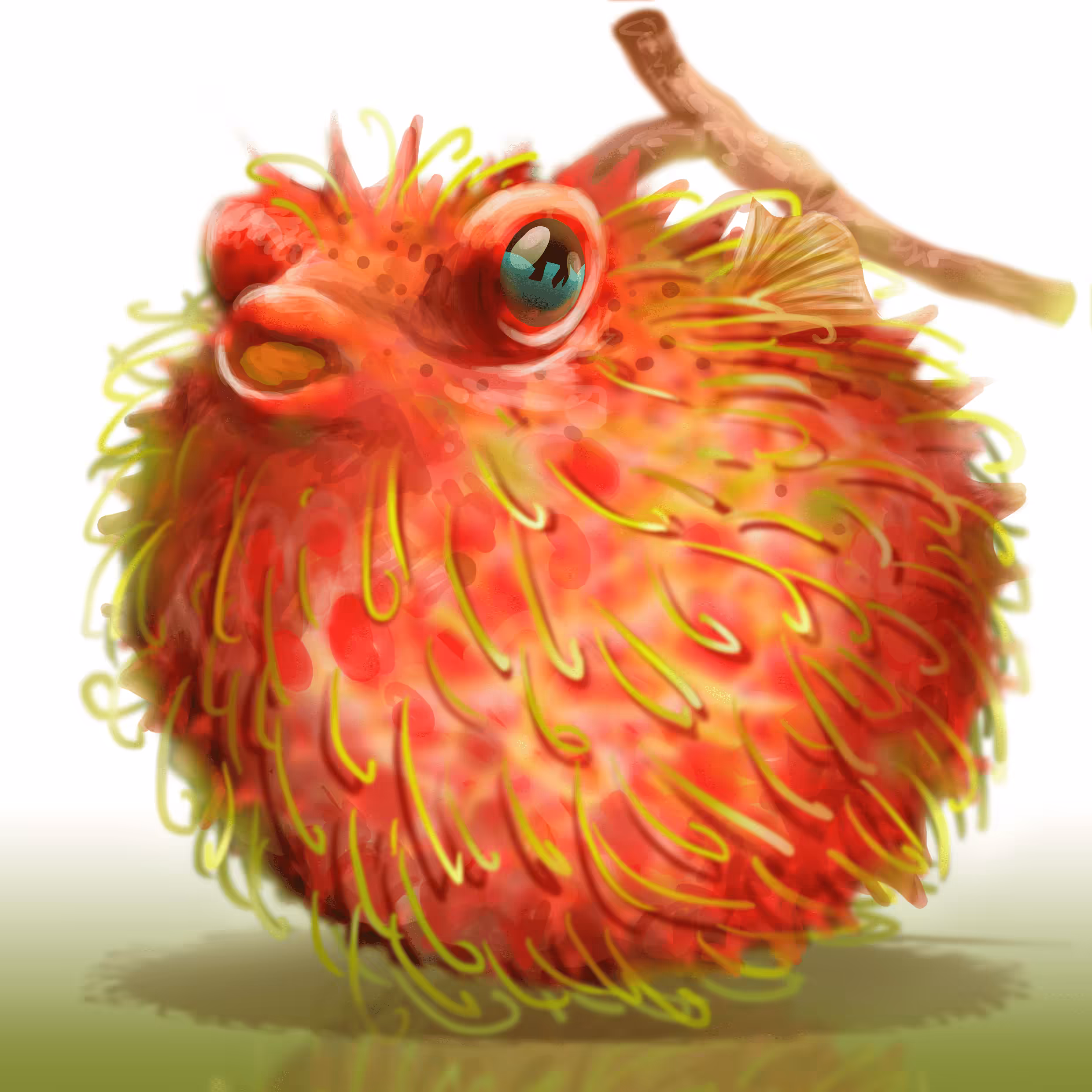 Rambutan, puffer fish   